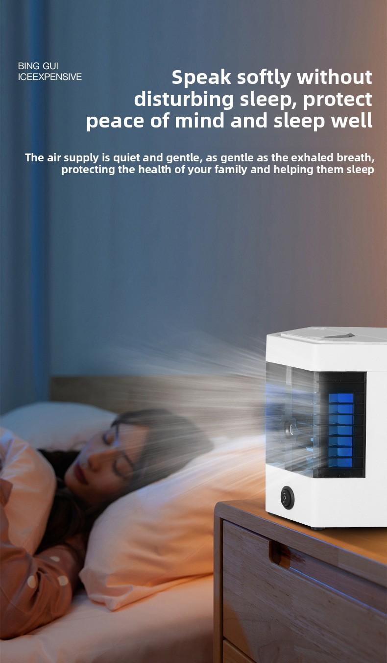 USB Powered Mini Air Cooler - Quiet Operation Home Appliance with Adapter, Mist Cooling, Fine Atomization Spray, Humidity Boost, 17x17x17 cm Compact Form, Tabletop Cooling Sleep Aid for Hot Weather