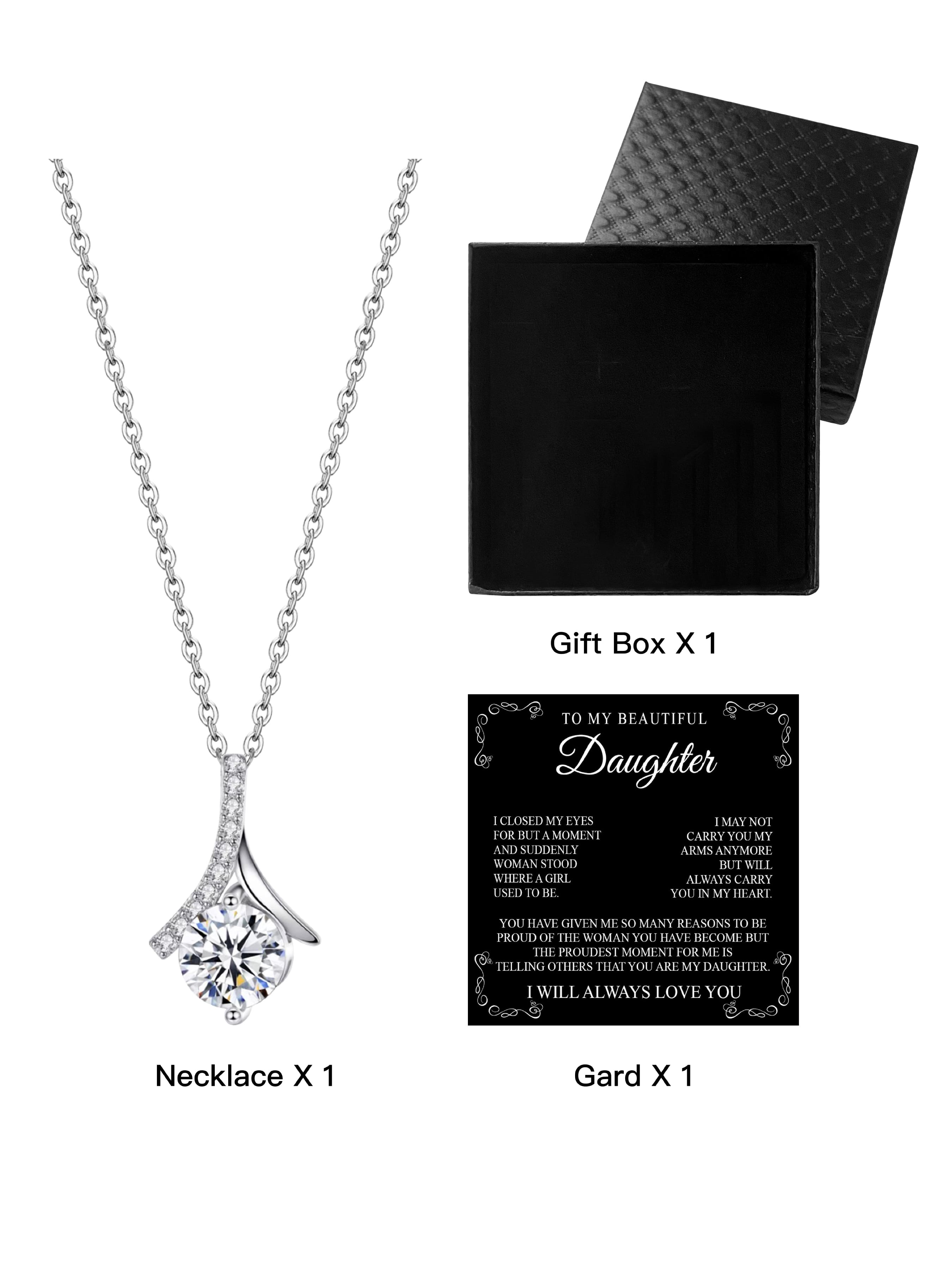 Mermaid Tail Zircon Pendant Necklace for Women, Lockbone Chain Gift Box with Blessing Card, Birthday Festival Present