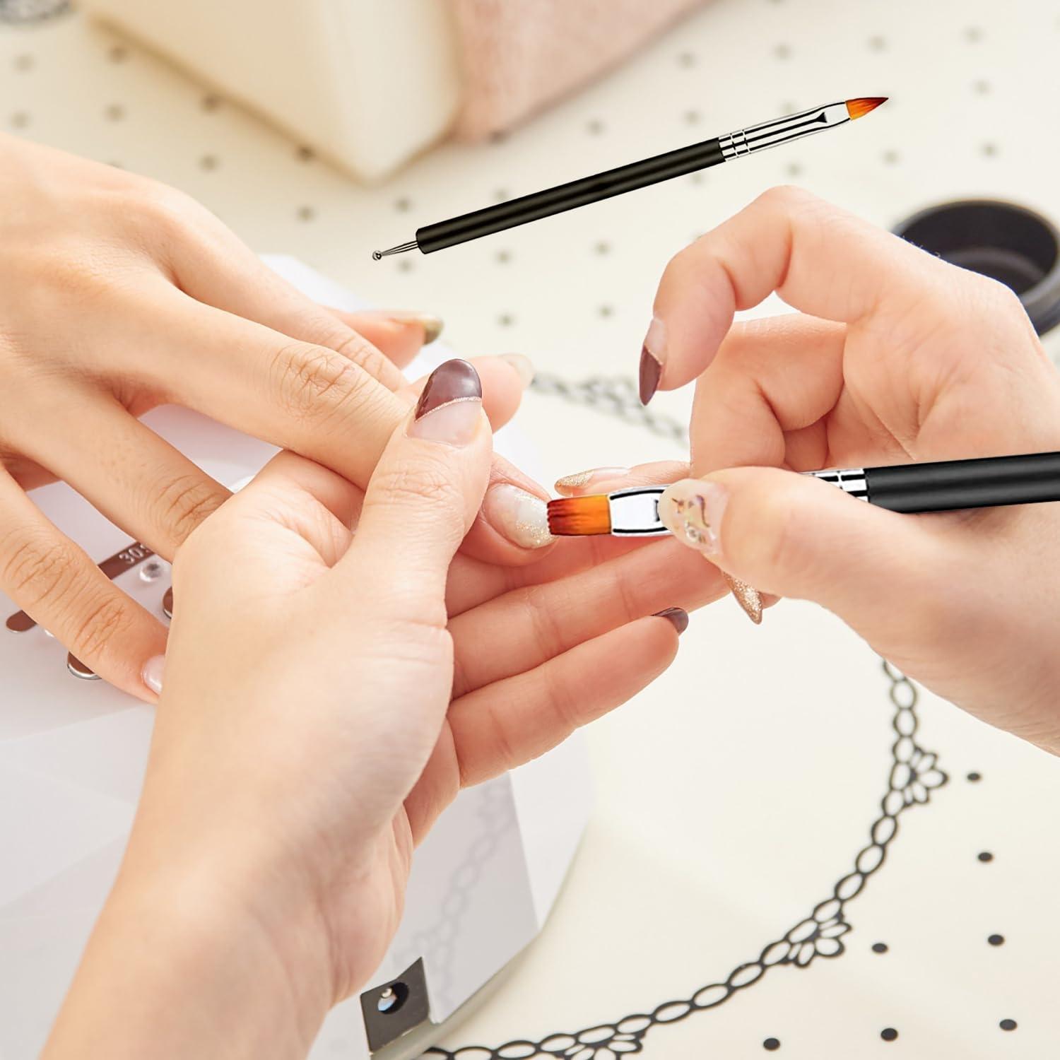 Professional Nail Art Brush Set, Dual-Ended Manicure Tools Kit, 6-Piece Nail Design Brushes, Expert Nail Care Essentials