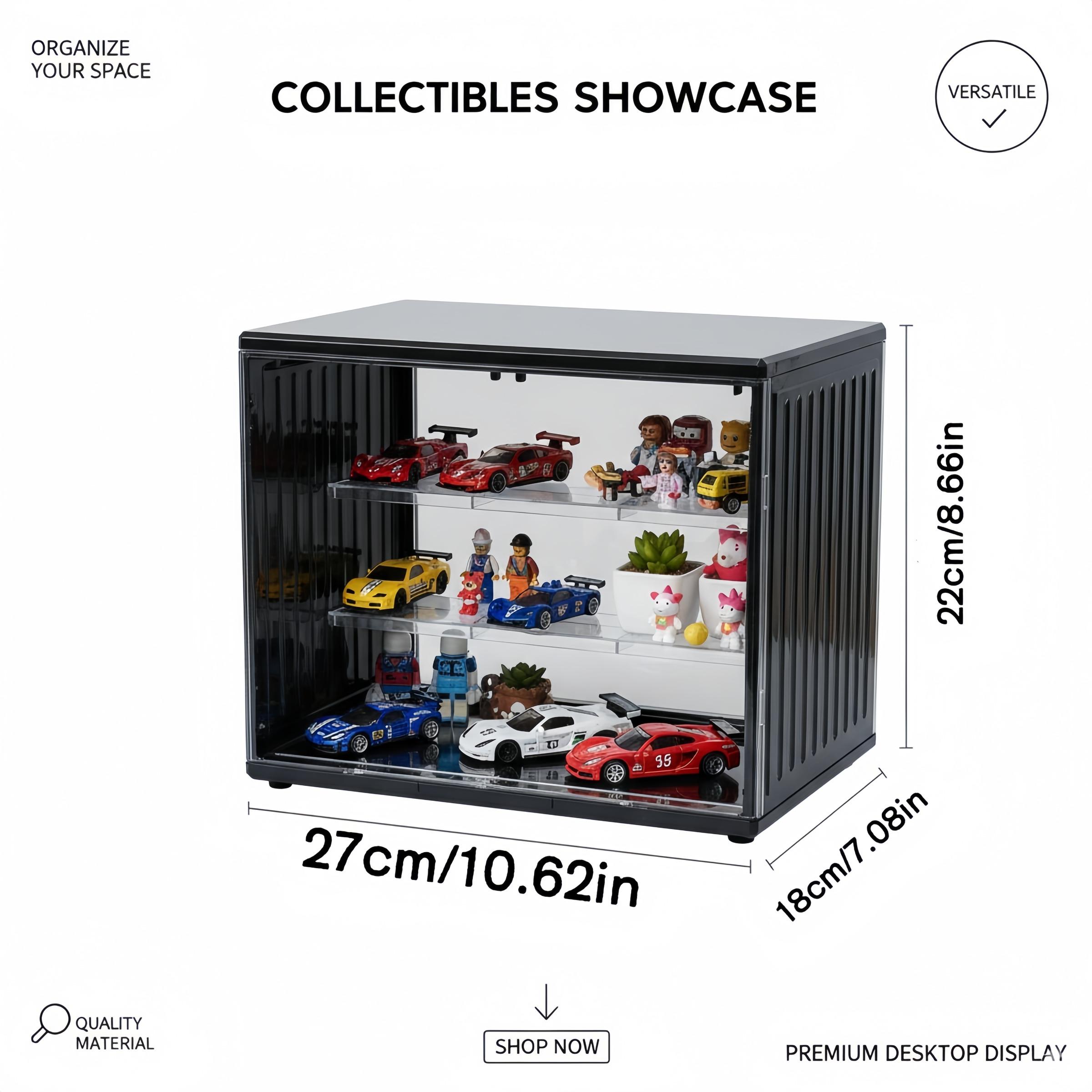 Transparent Display Cabinet, Three-Layer Adjustable Stackable Storage Box, Collectible Model Showcase, Summer Essential, Back-To-School Must-Have, Home Storage