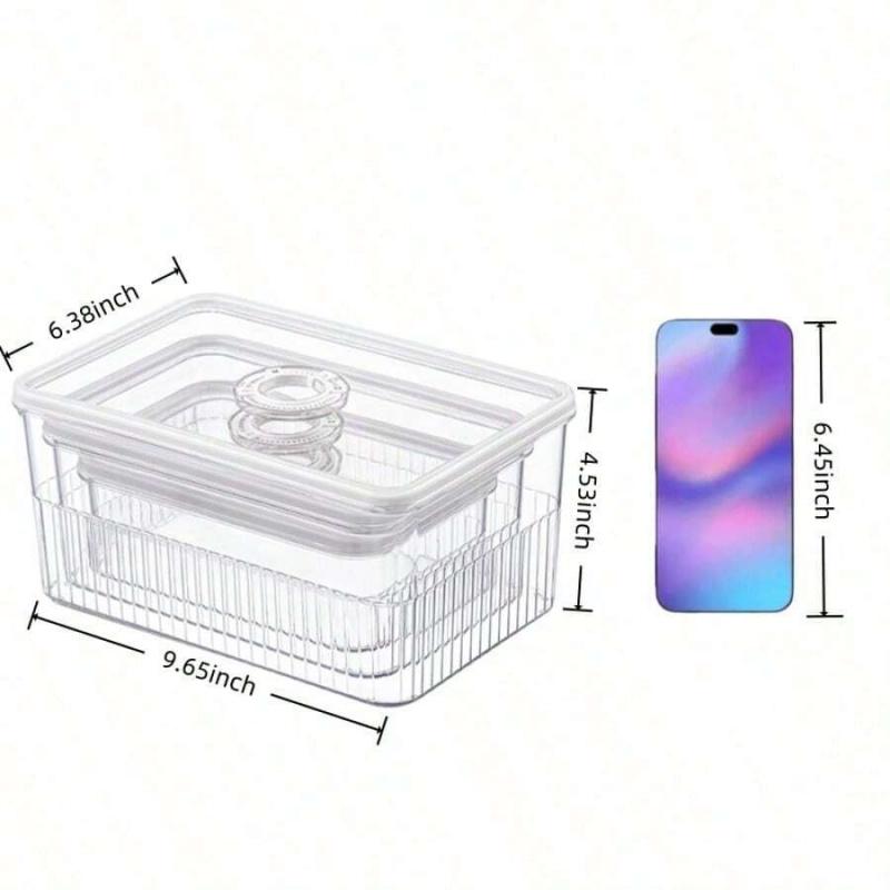 Stackable transparent food storage boxes with lids, refrigerator organizers, leak-proof refrigerator food storage boxes, suitable for storing fruits, vegetables and prepared food, Stackable Storage Container