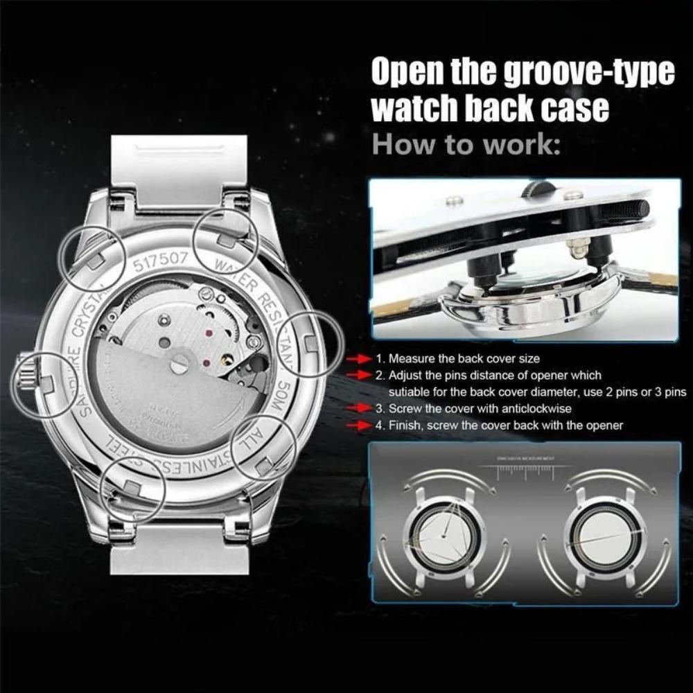 Professional Mechanical Watch Repair Tool Kit with Adjustable Case Opener, Claw Tool & Anti-Slip Grip. multi-Function essential Set for Watch Maintenance & Battery Replacement. Portable Repair Tools