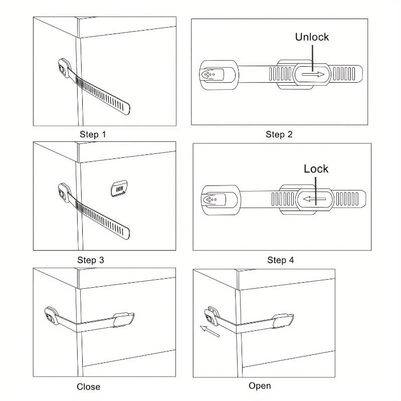 10-Piece Child Safety Lock Set, Childproofing Adhesive-Free Easy Installation Adjustable Latches for Drawers, Refrigerator, Washing Machine, Cabinets, Ovens, Trash Cans