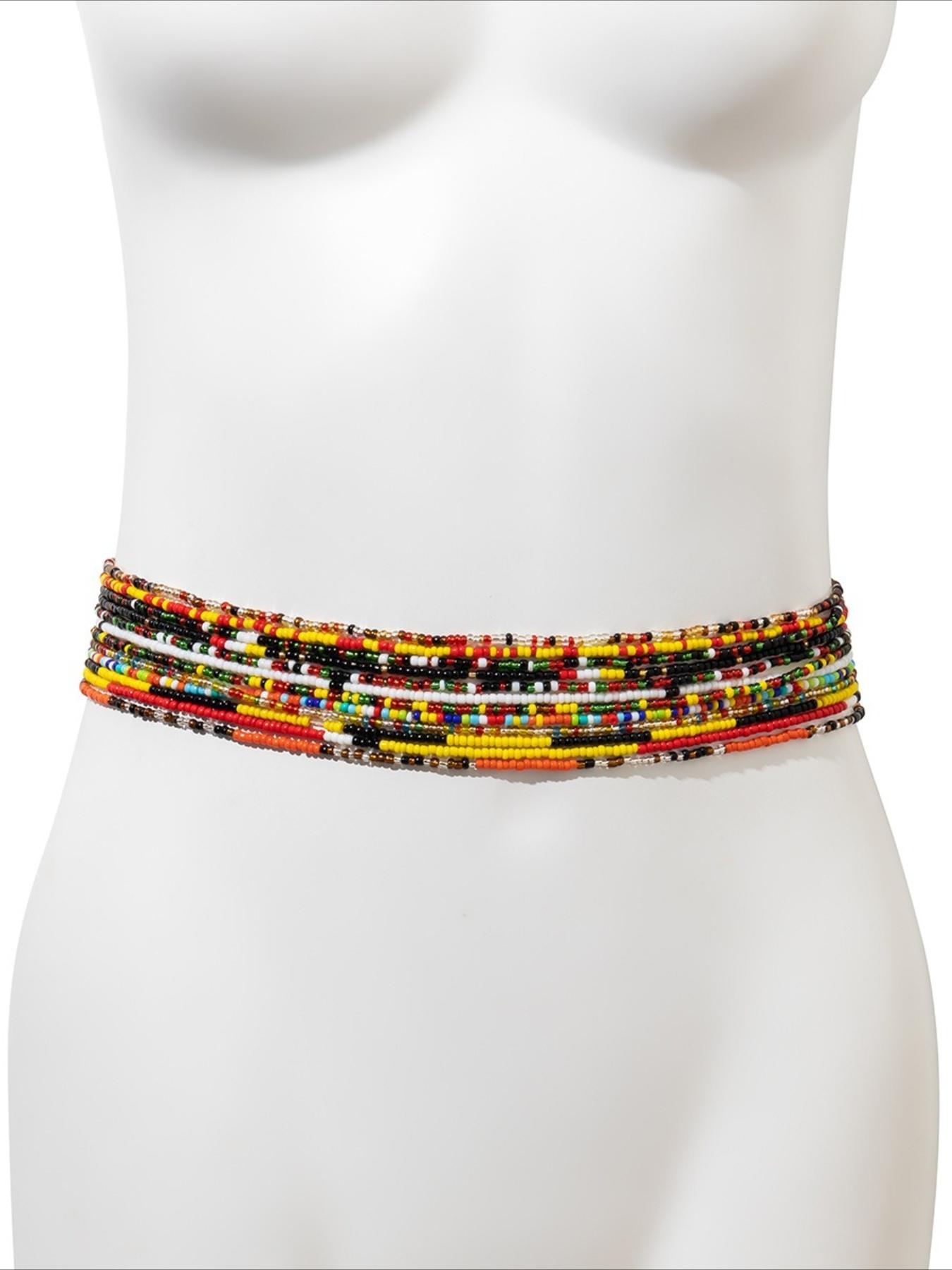 2871 Cotton Woven Beaded Waist Designer Vintage Multicolored Girl Teen Hippie Love Beads, Waist Beads, Sold by the 40 Inch Strand  main image 3