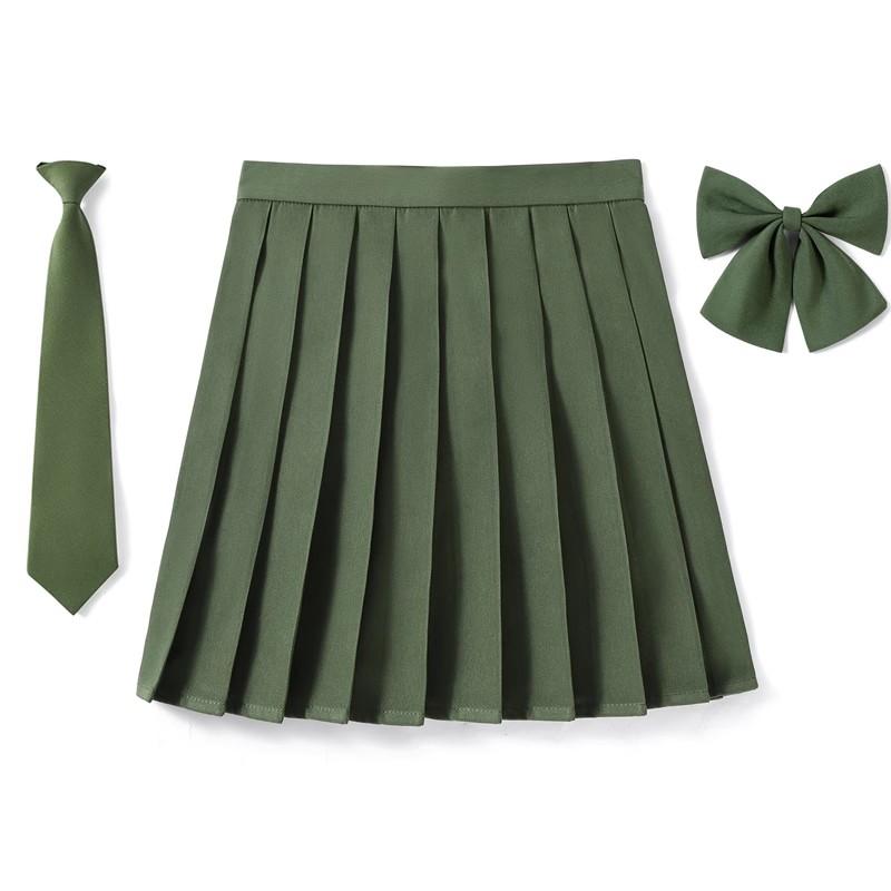 2025 Preppy Style Pleated Skirt Woman High Waist A-Line School Skater Mini Skirt Girl JK Uniform Skirt With Match Necktie Bowtie