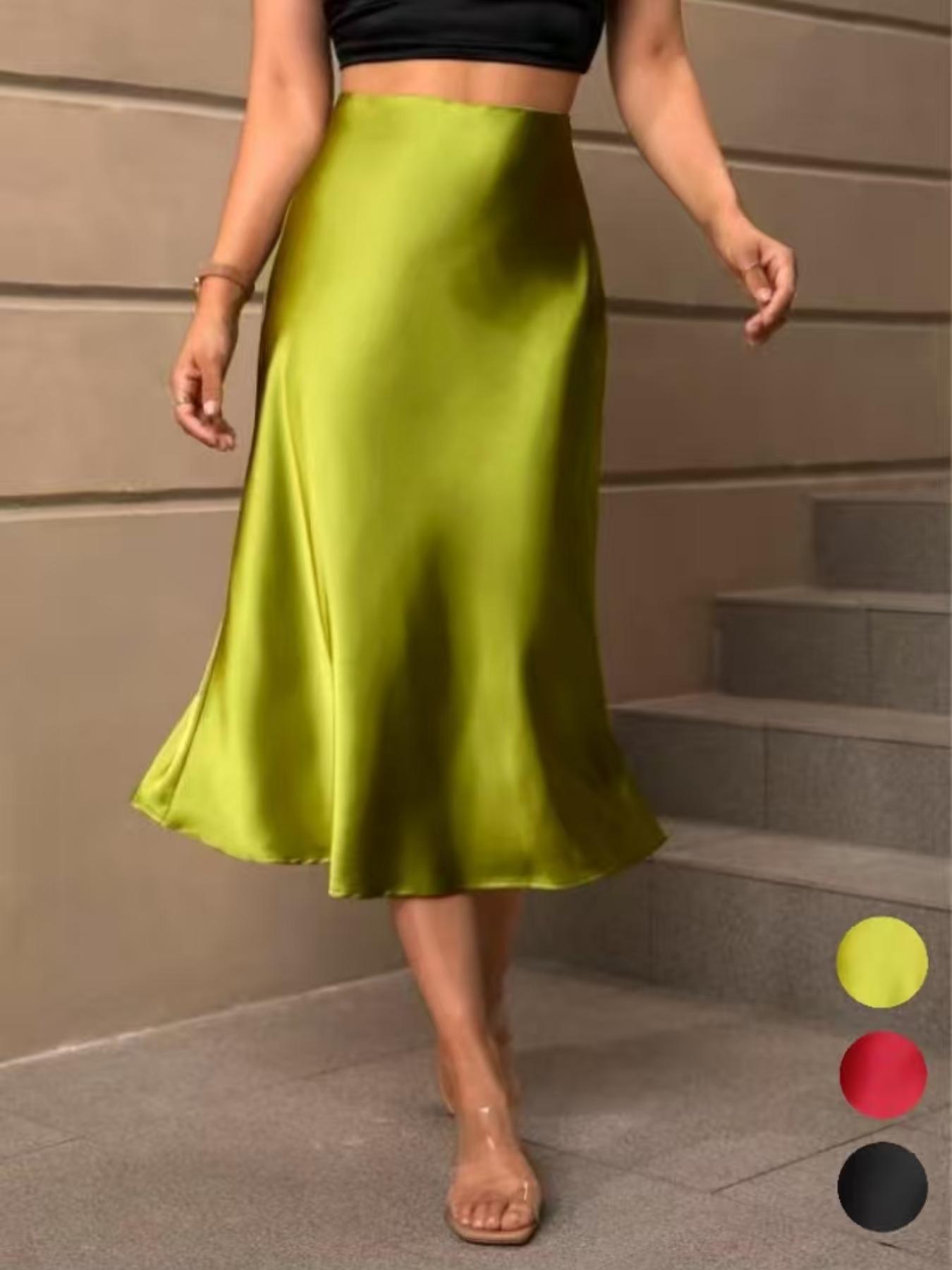 Elegant Women's High-Waisted Satin Skirt, Perfect for Daily Wear & Parties, Stylish Ladies' Fashion Accessory