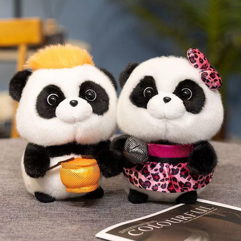 18cm New Simulated Music Panda Doll Stuffed Plush Toy Pillow Handmade Cartoon Anime Suitable Children's Birthday Gift Fun Doll