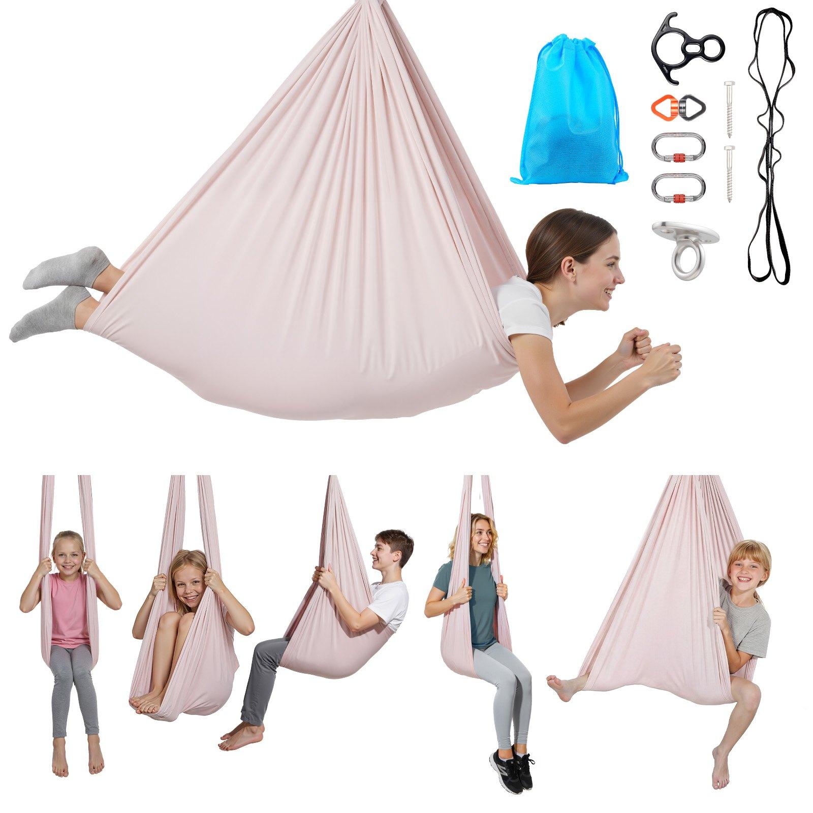 VEVOR Aerial Yoga Hammock, 300 lbs Load Aerial Silk, Yoga Swing with Nylon Fabric, PE Zipper Bag for Parent-Child Interaction, Strengthen Muscles Improve Practice, Hammock and Swing Combo