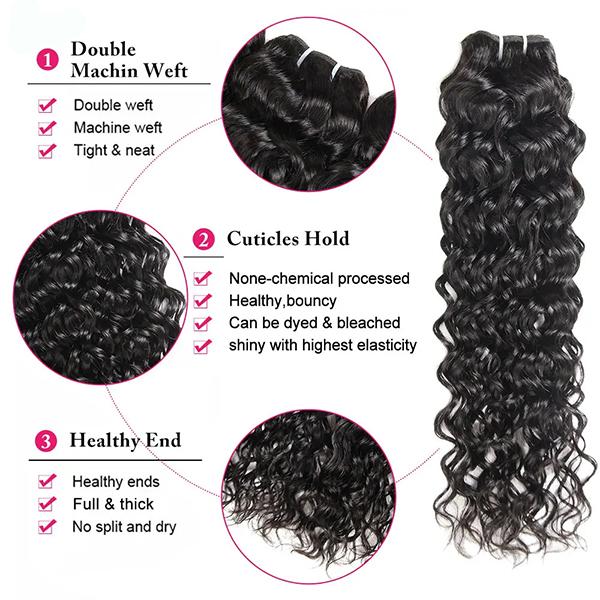 Water Wave Hair Bundles 1 3 4 Bundles Human Hair Weave Bundles Natural Color Remy Hair Weave Extensions TikTokShopBlackFriday