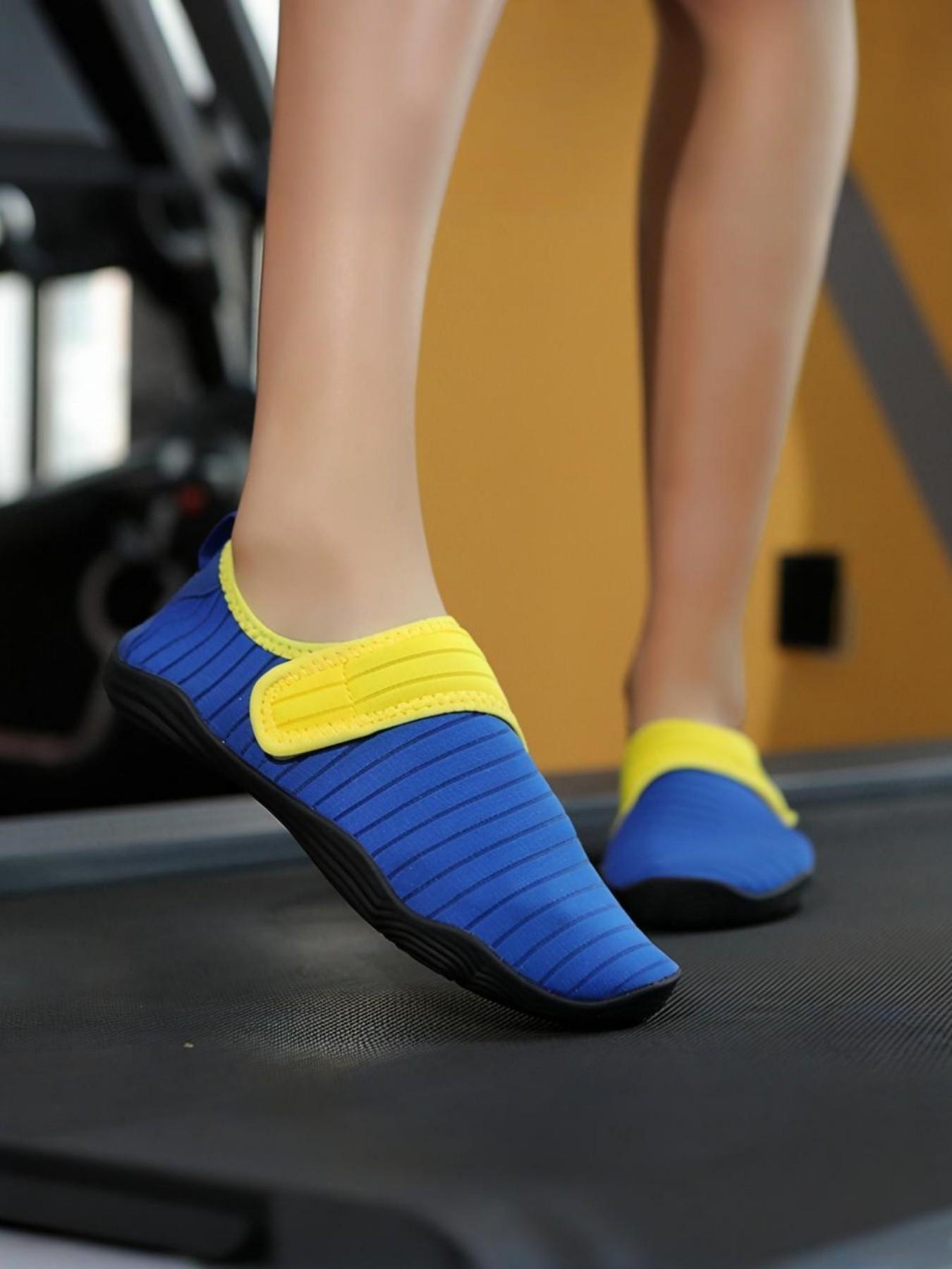 Women's Lightweight Breathable Striped Casual Sports Shoes, Velcro Fastening, Wrapped Heel Design, Perfect for Walking, Outdoor Beach, Fitness Yoga