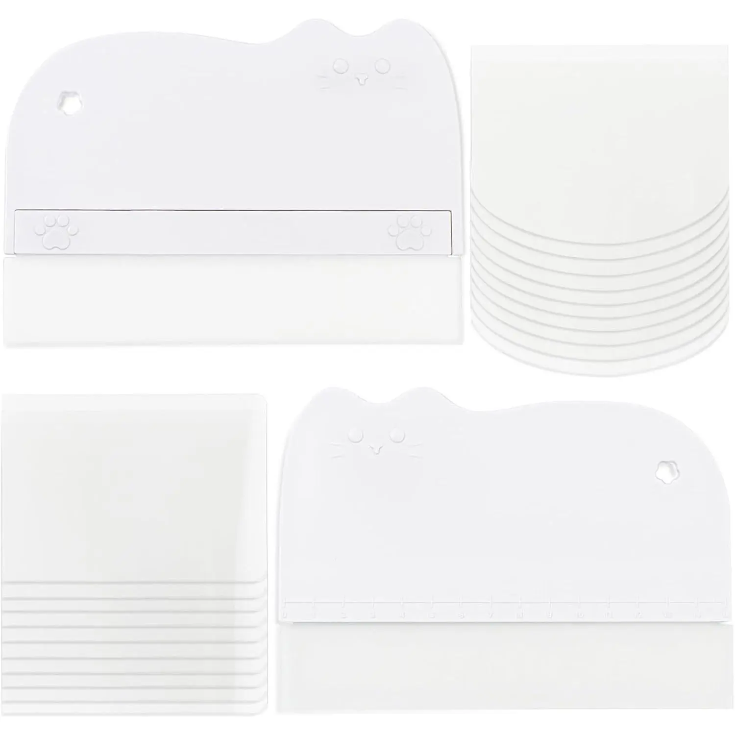 Sturdy Flexible Pastry Plastic Cake Scraper Set, 2-Count Square & Arc 15x11cm Bakeware Decorating Tools with Transparent Scrapers