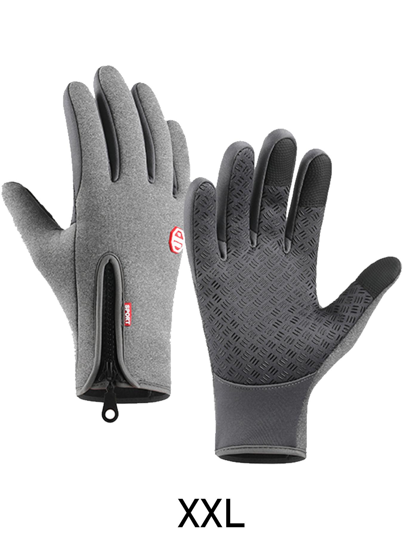 Spring Autumn Outdoor Sports Fleece Lined Cycling Gloves Waterproof Touchscreen Mountaineering Gloves Zipper Gloves Outdoor Activity Gloves