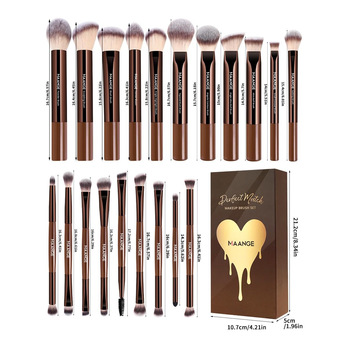 Maange 20-Piece Professional Makeup Brush Set Gift Box, Foundation Brush, Blush Brush, Powder Brush, Eyeshadow Brush, Mascara Brush