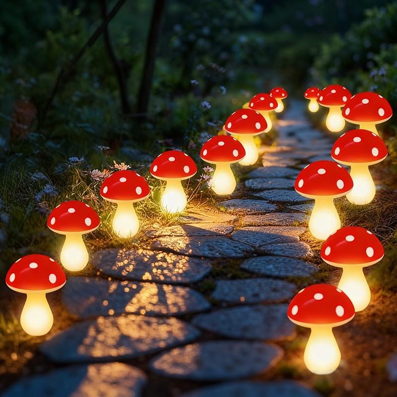 Battery-Powered Mushroom Lawn Lights, Outdoor Garden Lighting, 8 Lighting Modes, Suitable for Patios, Paths, Lawns, Solar Powered