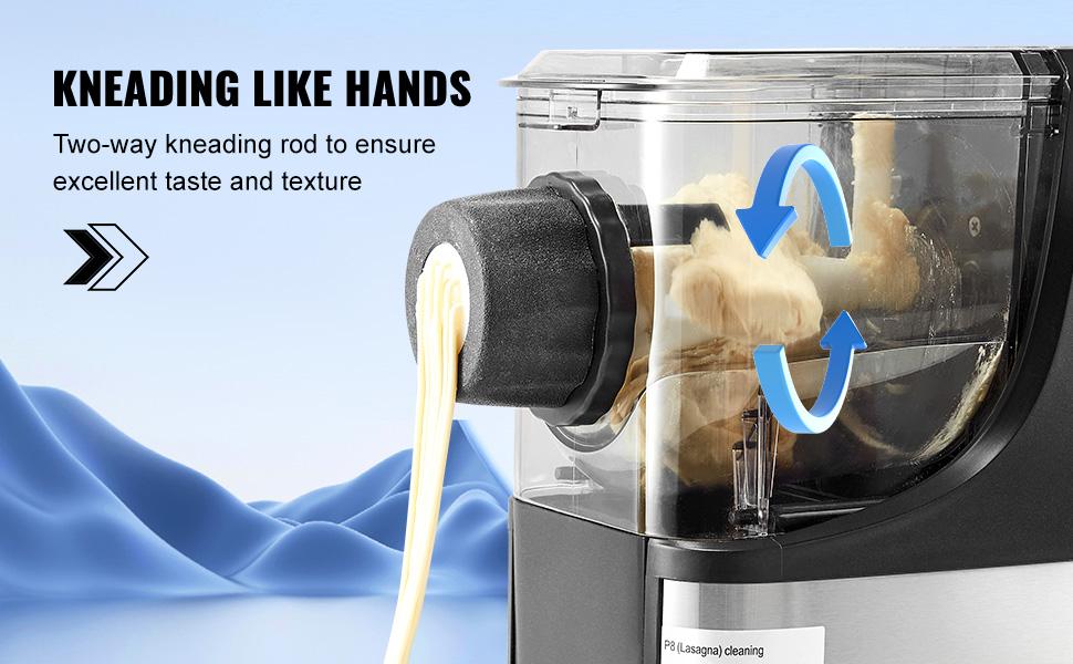 VEVOR Electric Pasta Maker, 150W Automatic Noodle Maker Machine with 8 Pasta Shapes, 4 Intelligent Modes, 500g Flour Capacity Pasta Maker Machine with Measuring Cups, Cleaning Brush for Home Kitchen