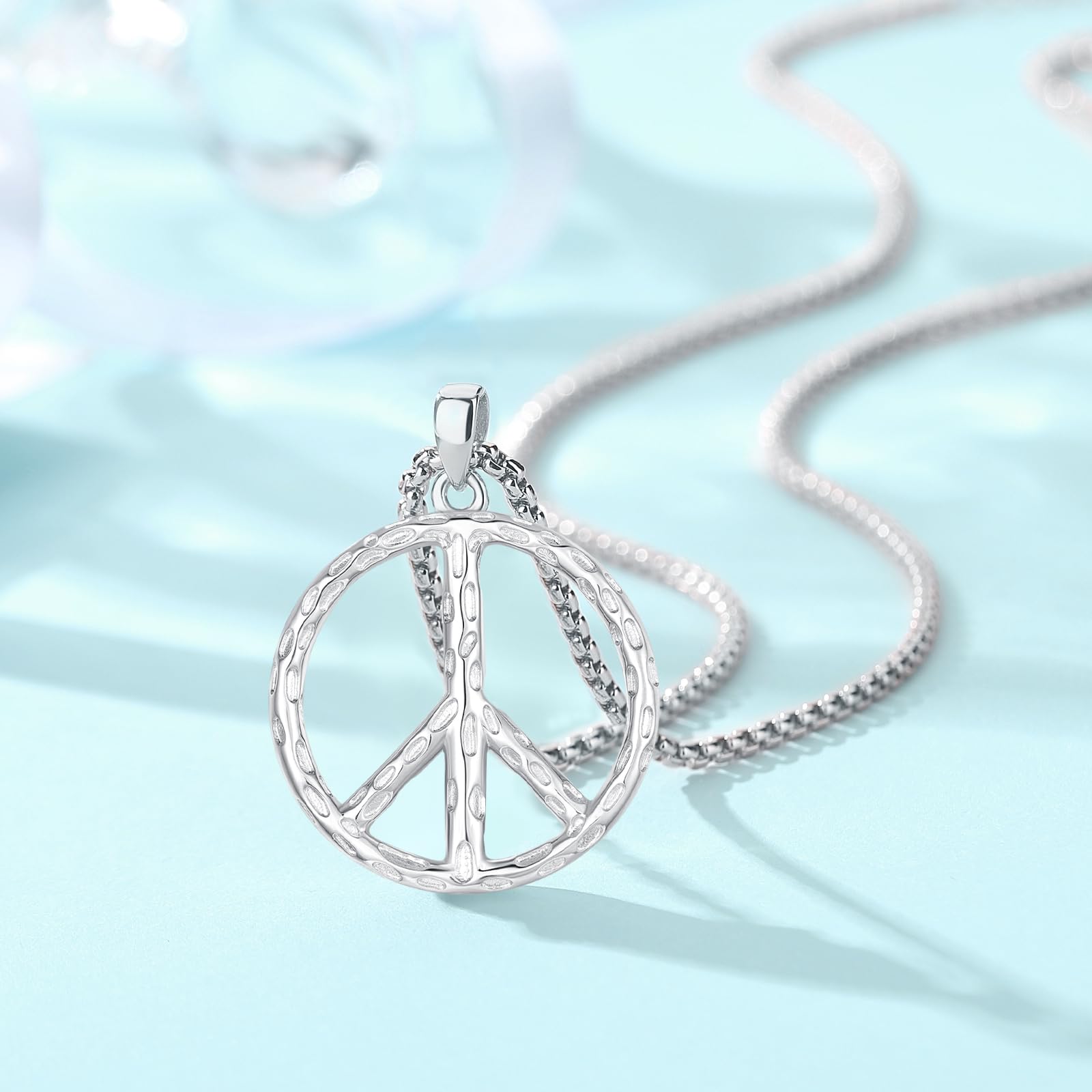 Thanches 925 Sterling Silver Peace Sign Necklace for Men Women Hippie Peace Pendant Jewelry, Perfect for Parties, Birthdays, Graduations Unleash