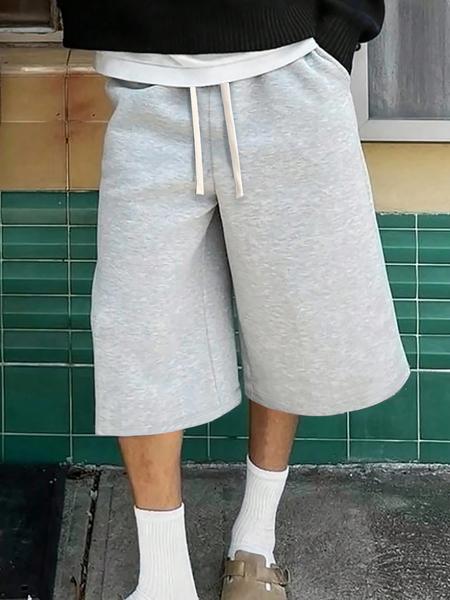 Men's Casual Wide Leg Shorts, Elastic Drawstring Waist, Soft Comfortable Fabric, Perfect for Daily Wear & Sports Activities, Drawstring Active Shorts