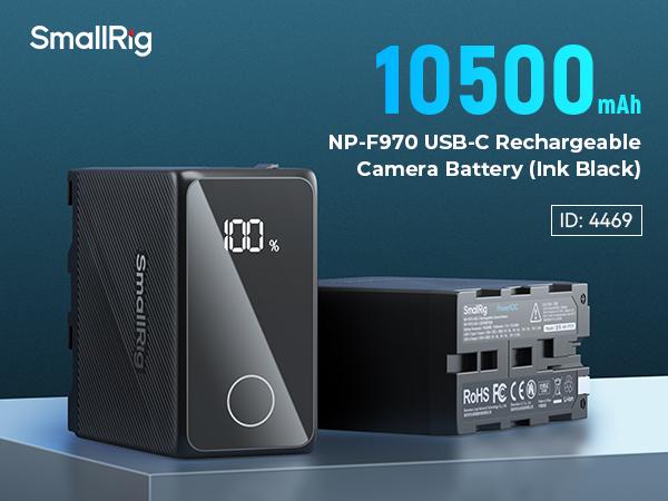 SMALLRIG NP-F970 Battery 10500mAh USB-C Replacement Battery for Sony NP-F970 F750 F550, PD 36W Fast Charging, 3.5H Full Charged, with OLED Screen for Monitor, LED Video Light, Camcorder, Black - 4469