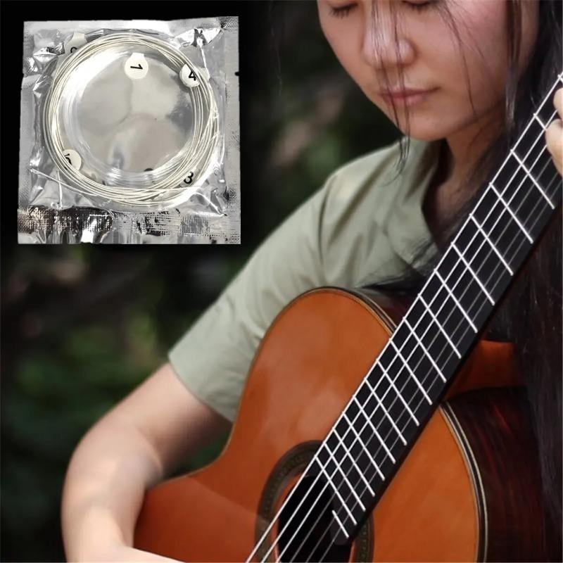 6pcs/set Classical Guitar Strings Set Plating Super Light Classic Guitar Clear Nylon Silver Strings Silver Plated Copper