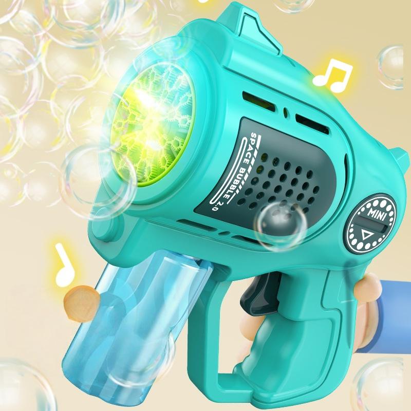 21-Hole Automatic Water Absorption Mini Space Electric Bubble Machine  with 1 Bottles Solution  60ml Bubble Gun for  Kids 3-8  Party Favors Summer Outdoors Wedding Toys Gifts for Boys Girls