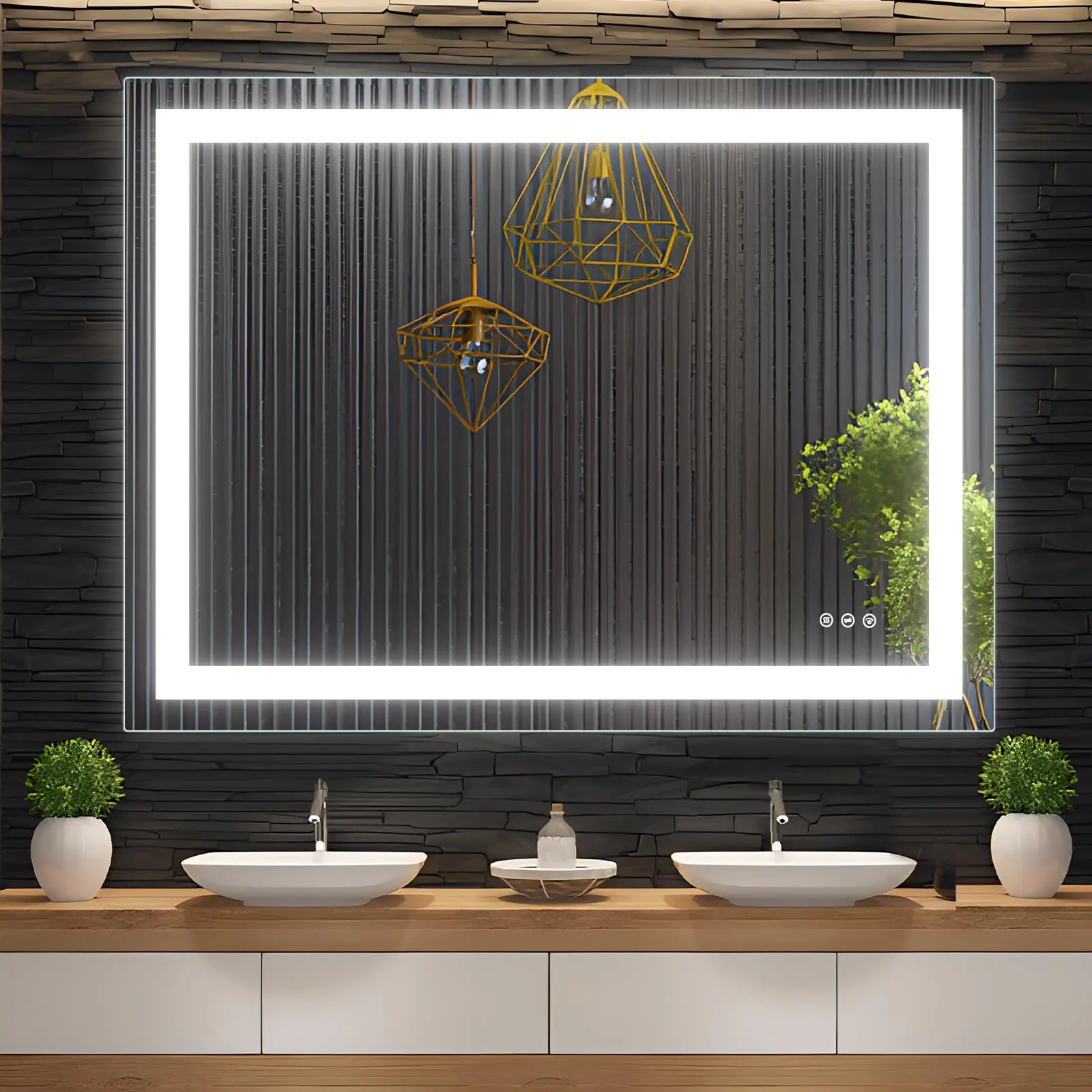 GARVEE 48x36 Large LED Bathroom Mirror, Frontlit & Backlit Vanity Mirror 3 Colors White/Warm/Natural Stepless Dimmable Anti-Fog Bathroom Mirrors for Vanity Wall-Mounted