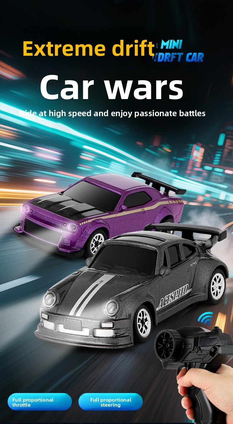 1:64 Mini RC Remote Control Car, Full Proportion Four-Wheel Drift, 2.4g Micro Pocket Race Car, Desktop Model Toy Gift for Boys