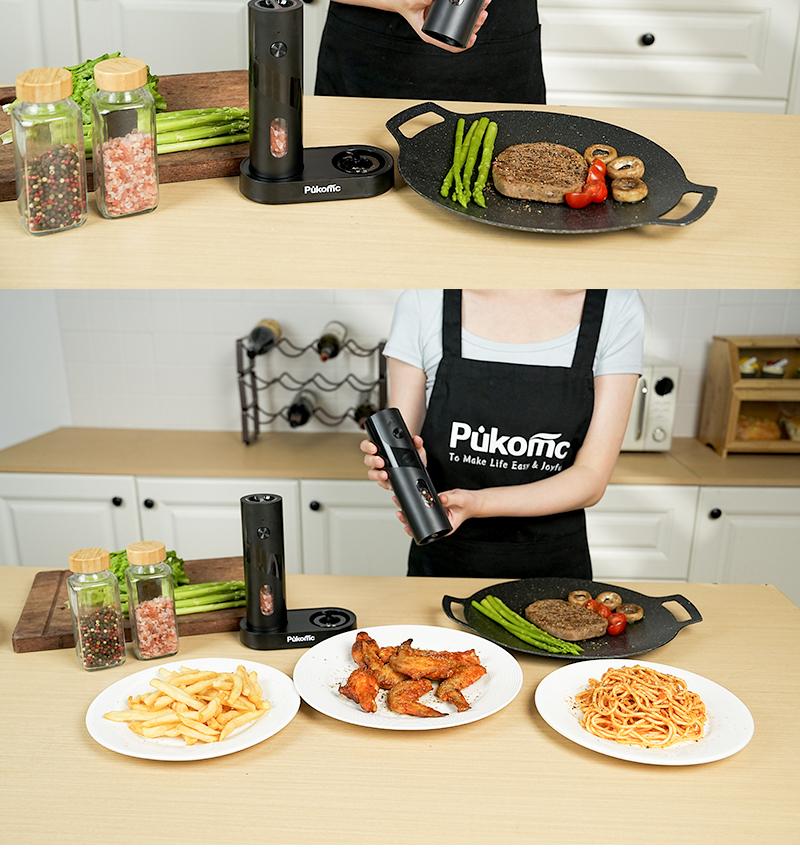 Susteas Rechargeable Electric Salt & Pepper Mill – 5 Coarseness Settings, One-Hand Use, Quick Charge. Perfect for Kitchens!