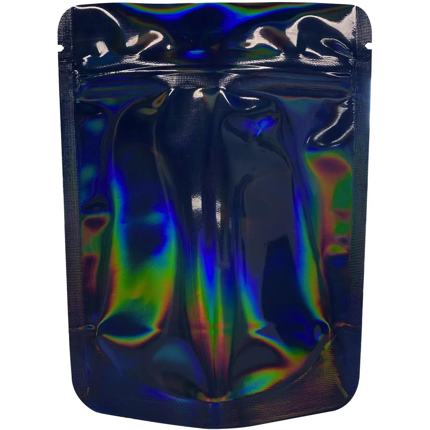 Holographic 3.5g Mylar Bags, Resealable Smell Proof Pouches, 100 Pack