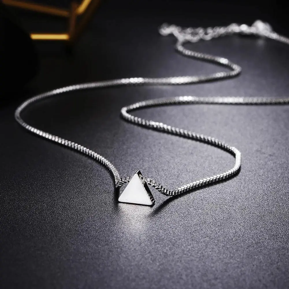 Necklace 18 inches Box chain Simple geometry triangle Pendant For Women Fashion Jewelry Christmas Gifts