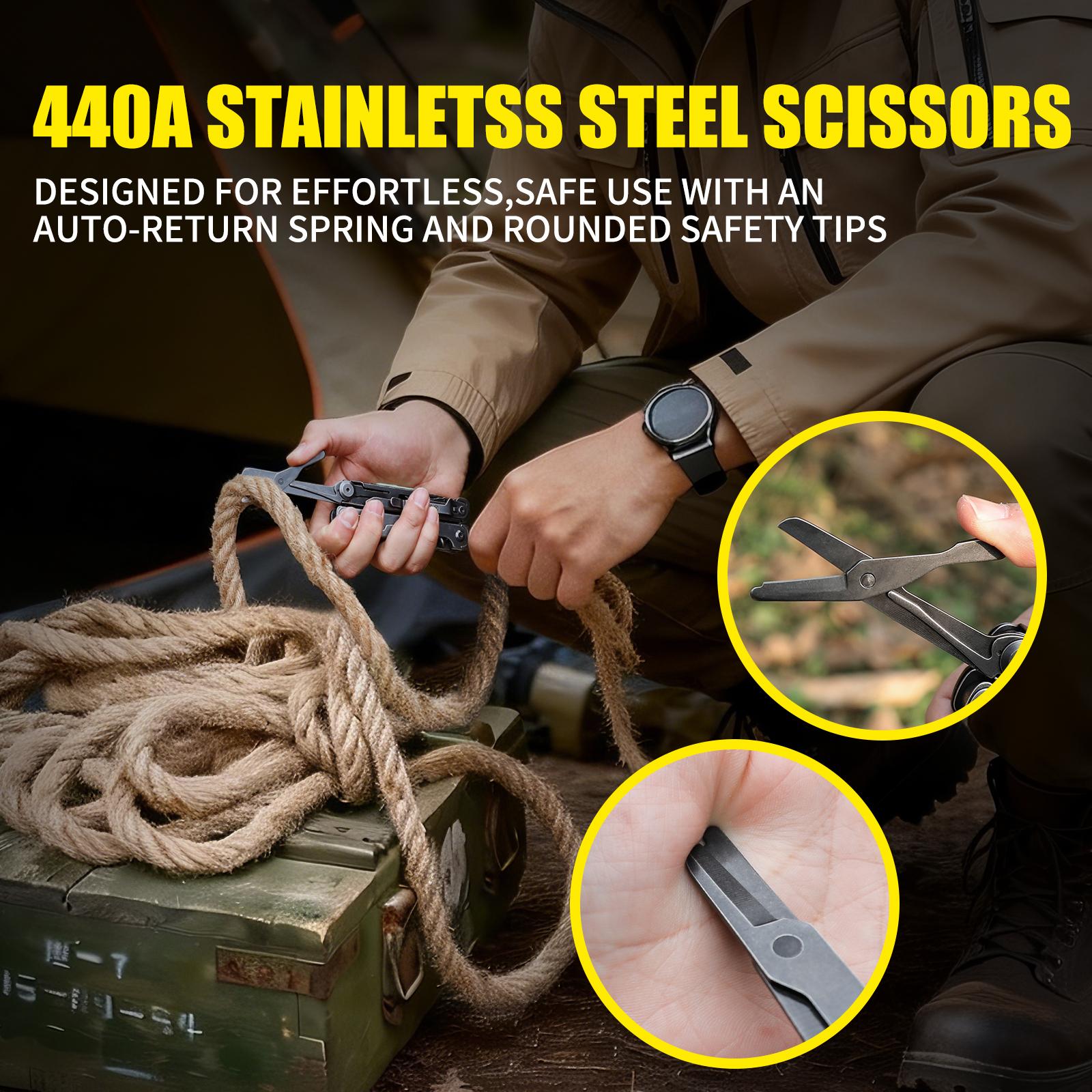 Wetactics MT-61 20-IN-1 EDC MULTITOOL | D2 STEEL SHARP KNIFE + 420 STAINLESS PLIERS | RUST-PROOF, DURABLE & COMPACT | CAMPING SURVIVAL MUST-HAVE | FREE NYLON SHEATH | FITS IN YOUR POCKET! Wetactics MT-61 20-IN-1 EDC MULTITOOL | D2 STEEL SHARP KNIFE + 420 STAINLESS PLIERS | RUST-PROOF, DURABLE & COMPACT | CAMPING SURVIVAL MUST-HAVE | FREE NYLON SHEATH | FITS IN YOUR POCKET!