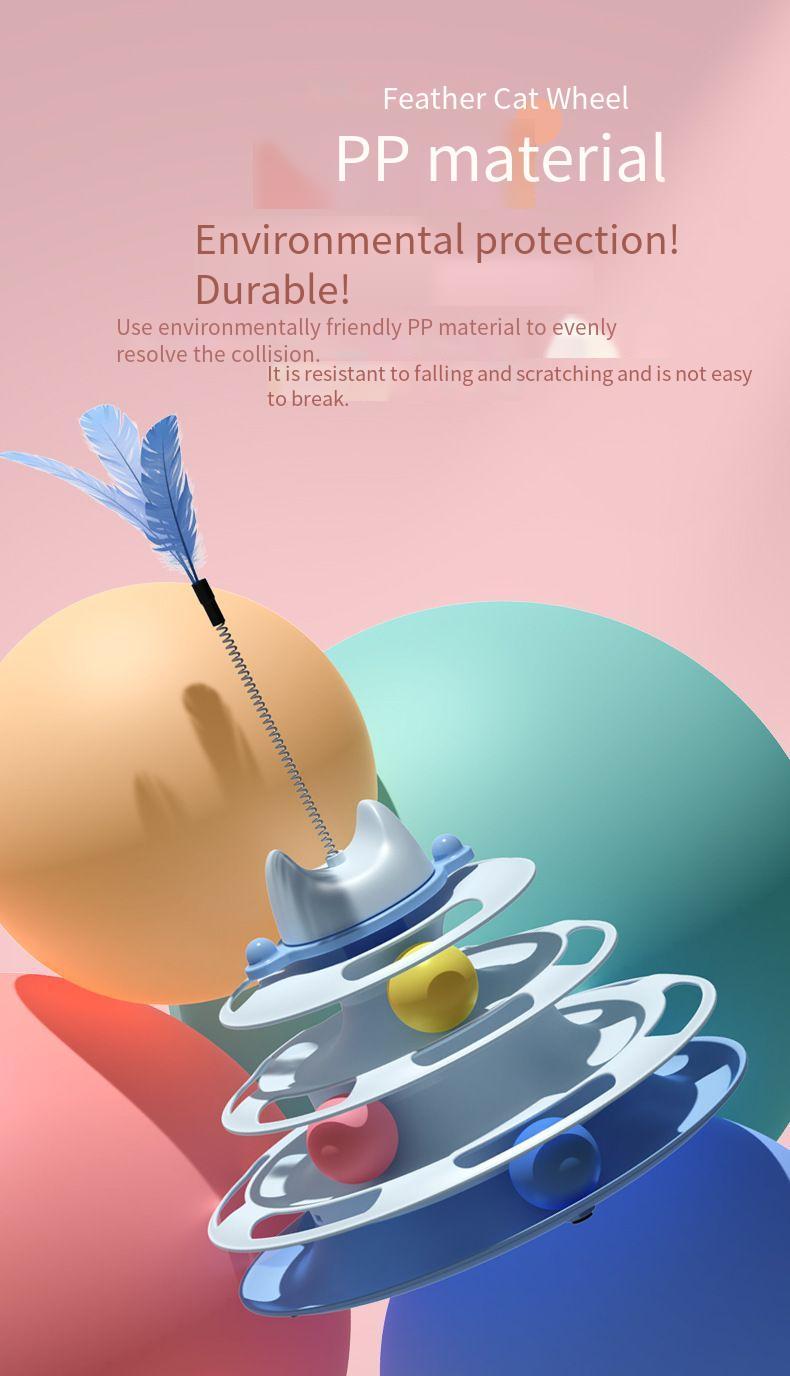 Three-Layer Cat Turntable Toy, Indoor Cat Educational Game Track Tower, Interactive Ball Toy, Three-Color Exercise Game