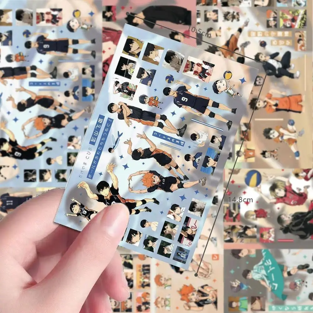 8Pcs Haikyuu!! Cut Line Stickers, Hot Sale Aesthetic Ins Style Minimalist Journal Materials, Waterproof Decor Stickers