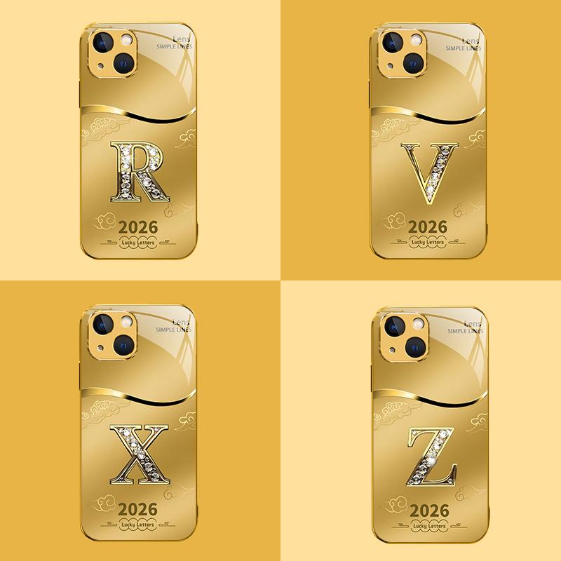 Suitable for [iPhone 13] high-end phone case🤩，choose from 26 letters of the English alphabet, each with an exquisite auspicious cloud pattern to bring you good luck YM99