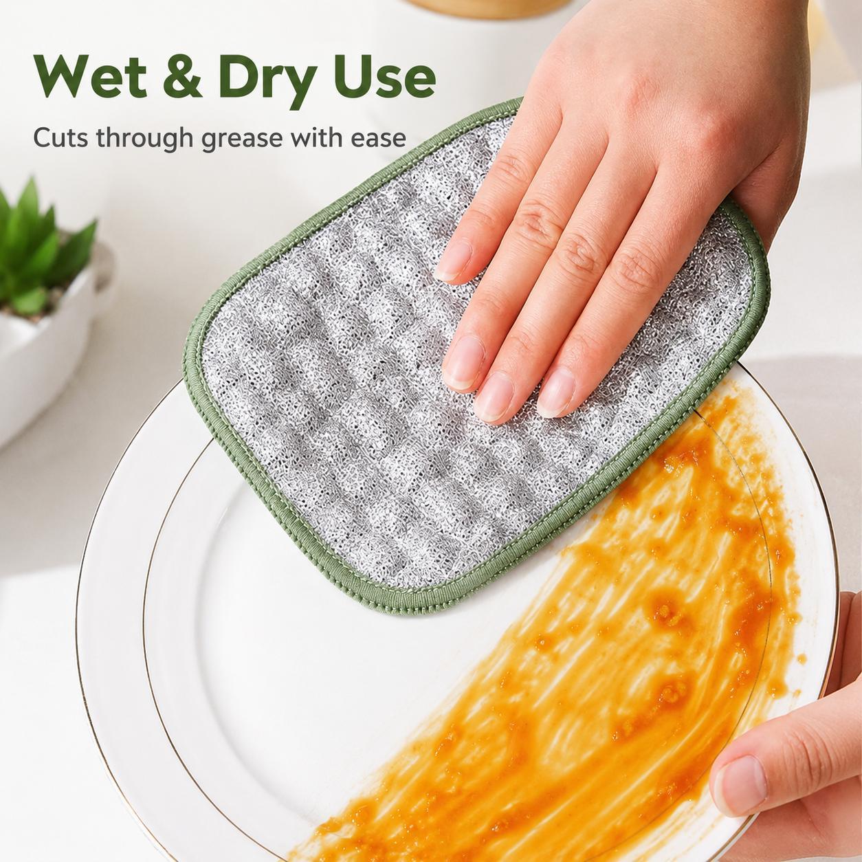 10-Pack Reusable Wire Dishcloths, Multipurpose Non-Scratch Scrubber Cleaning Cloths for Dishes, Pots, Pans, Kitchen Sinks, Stovetops, Glass & Camping, Wet/Dry Double-Sided, Assorted Colors