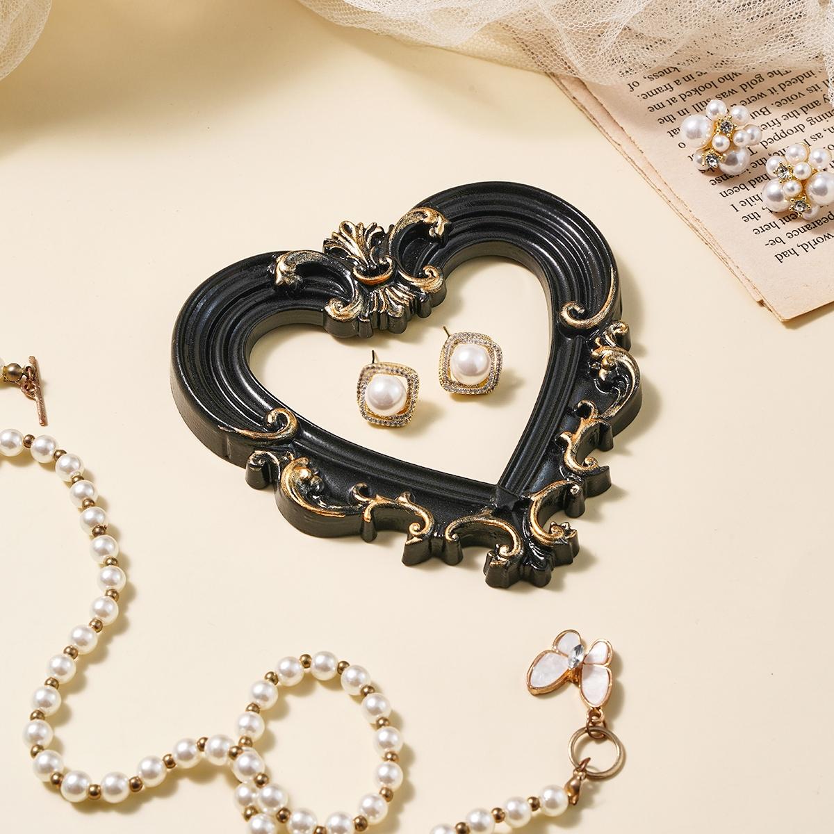 European Style Heart Frame Decor, Resin Hand-Painted DIY Decoration, Bathroom Ornament, Photography Prop, Party Scene Setter