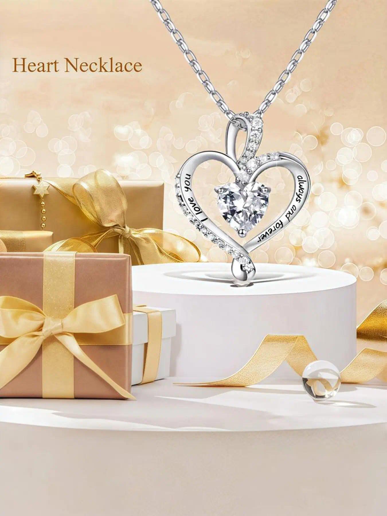 A romantic teddy bear necklace with a birthstone rotating pendant and heart design, perfect for women. It's the perfect gift for Valentine's Day, weddings, Mother's Day, anniversaries, birthdays, and Christmas.