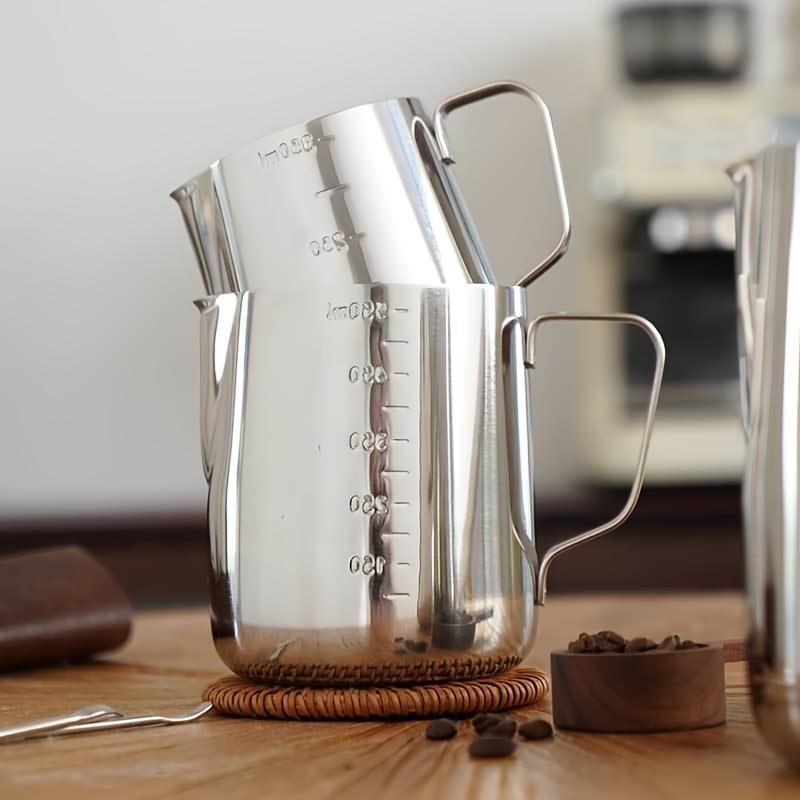 1pc Stainless Steel Measuring Milk Frothing Pitcher With Spout Coffee Shop Milk Steaming Cup For Latte Art & Barista Tools Kitchenware