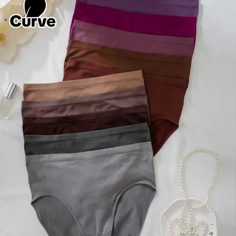 [Plus Size] Solid Color Basic Knicker, Soft Comfy Breathable Fabric Casual Fit Panty, Everyday Panties for Daily Wear, Women's Underwear for All Seasons, Womenswear