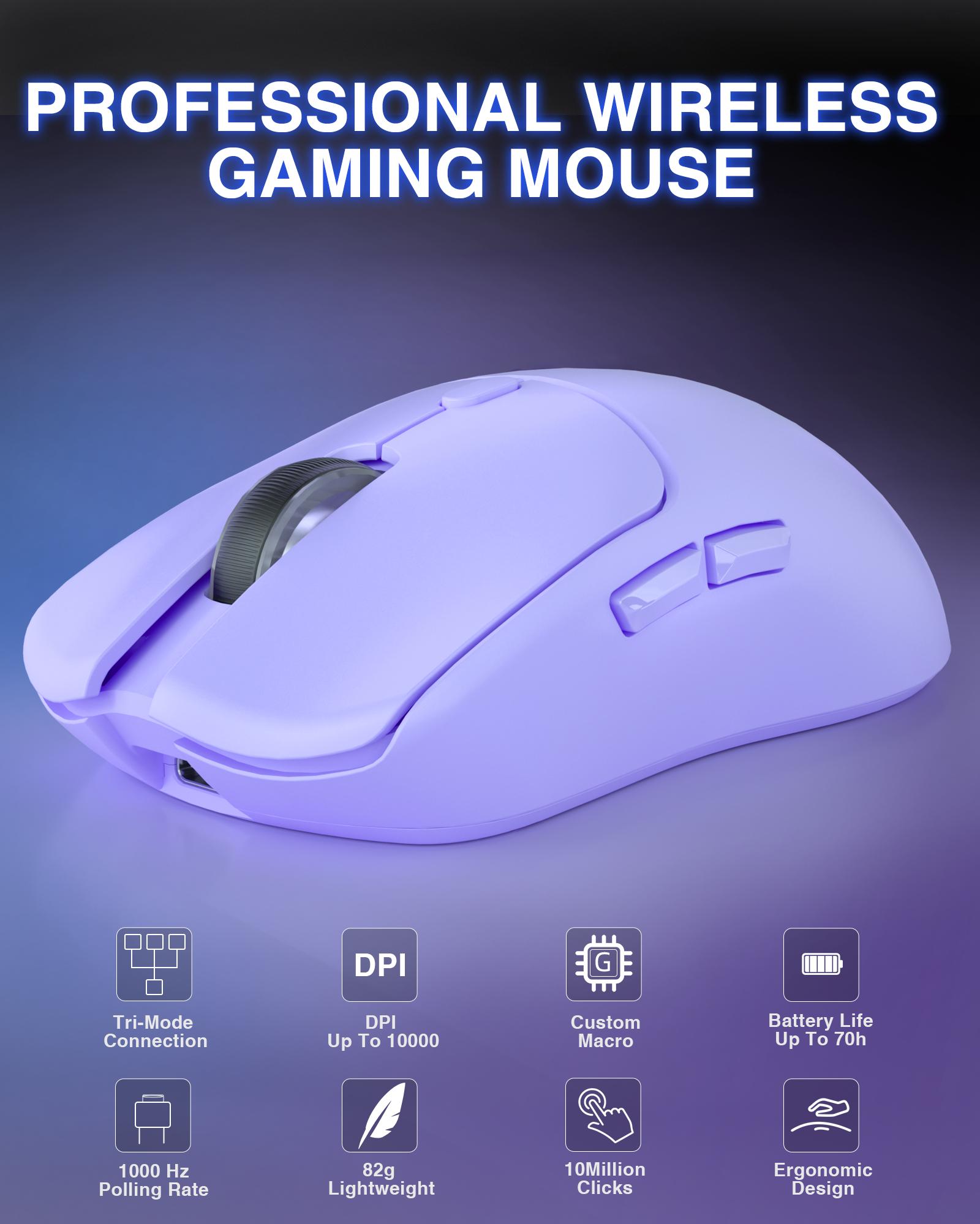 AULA SC580X Wireless Gaming Mouse, Tri-Mode 2.4G/BT5.0/USB-C, 10000 DPI Rechargeable Wireless Mouse with 6 Programmable Buttons, Ergonomic Computer Mouse for Laptop/PC/Mac/Tablet, Lightweight High Polling Rate Mouse TikTokShopfalldealsforyou