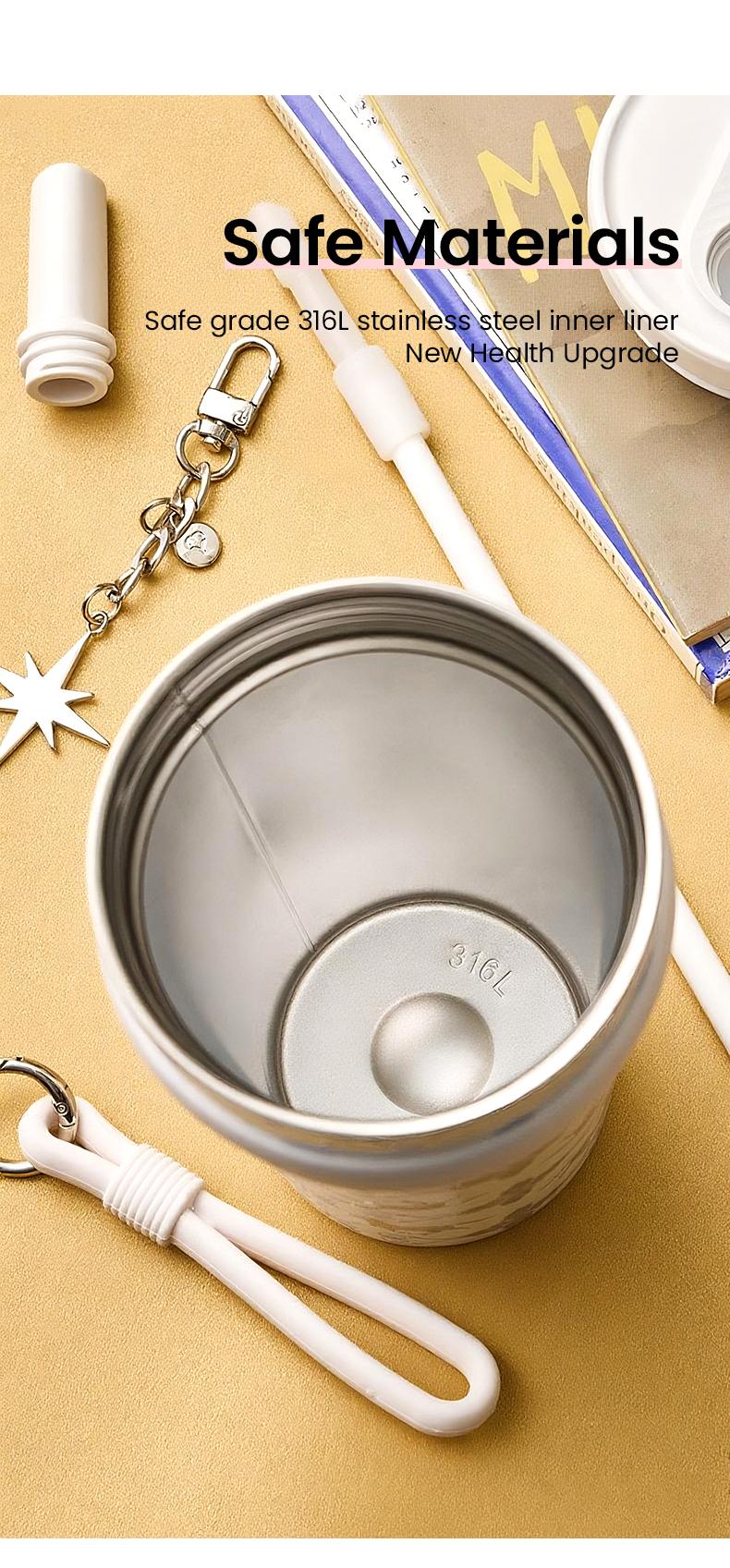 YANIS 3 Large-capacity Outdoor High-visibility Style Ladies and Gentlemen Universal Fashionable Picnic Insulated Cup-C003 Drinkware Flasks 550ml 316L Inner Liner Portable Tumbler Mug Bottles Bottled C003-White Water Bottles