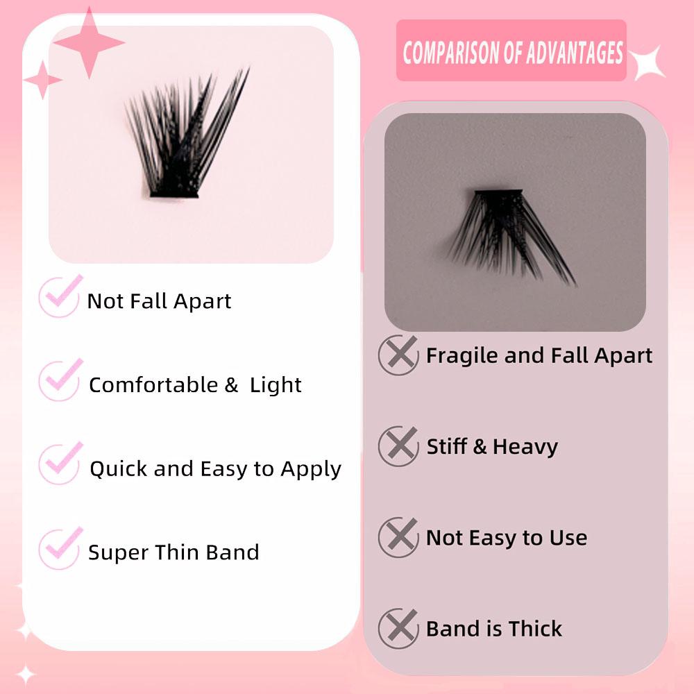 DIY Cluster False Eyelashes 80D+, Dense Comfortable, Reusable, 180 Pads, D Curl,  Boost Confidence, Large Capacity