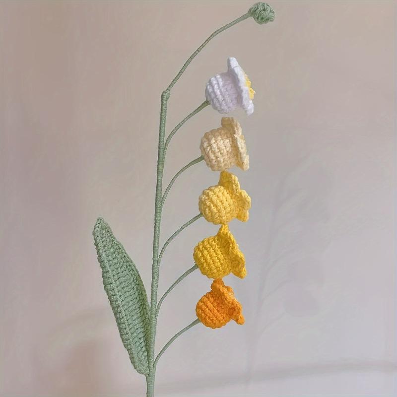 Handcrafted Crochet Flower Bouquet Set - Artificial Lilies, Carnations, Tulips & Forget-Me-Nots - Fabric Floral Arrangement for Christmas, Graduation, & All Seasons Decor - Tabletop Display