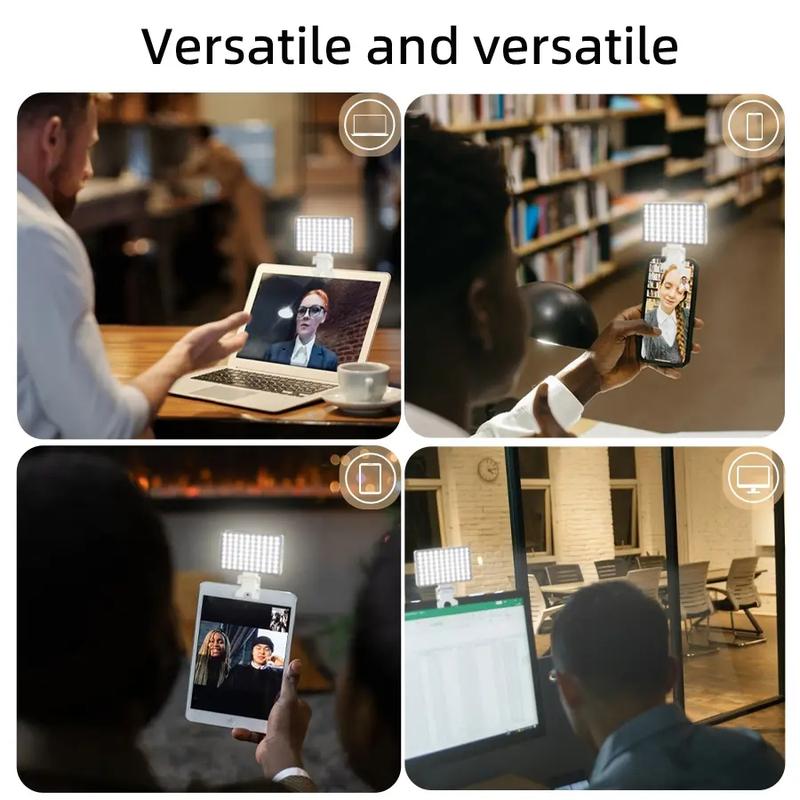 Portable Selfie Light with Clip, Rechargeable CRI 95+ 3 Light Modes Clip on Light, Selfie Accessories for Phone/Tablet/Laptop