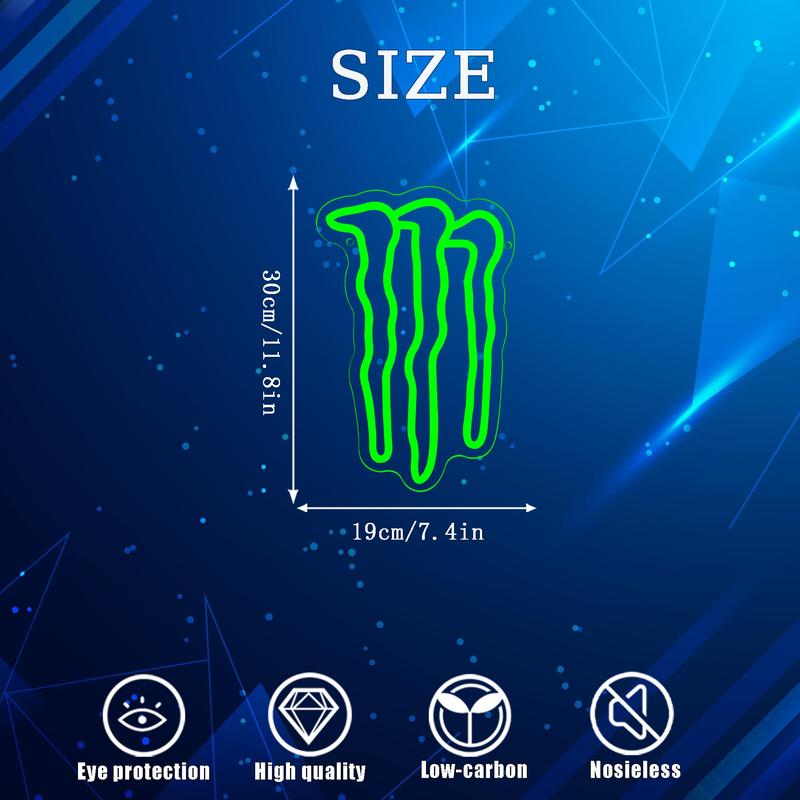 Monster energy neon sign led sign room bar man cave green led basement boys girls men