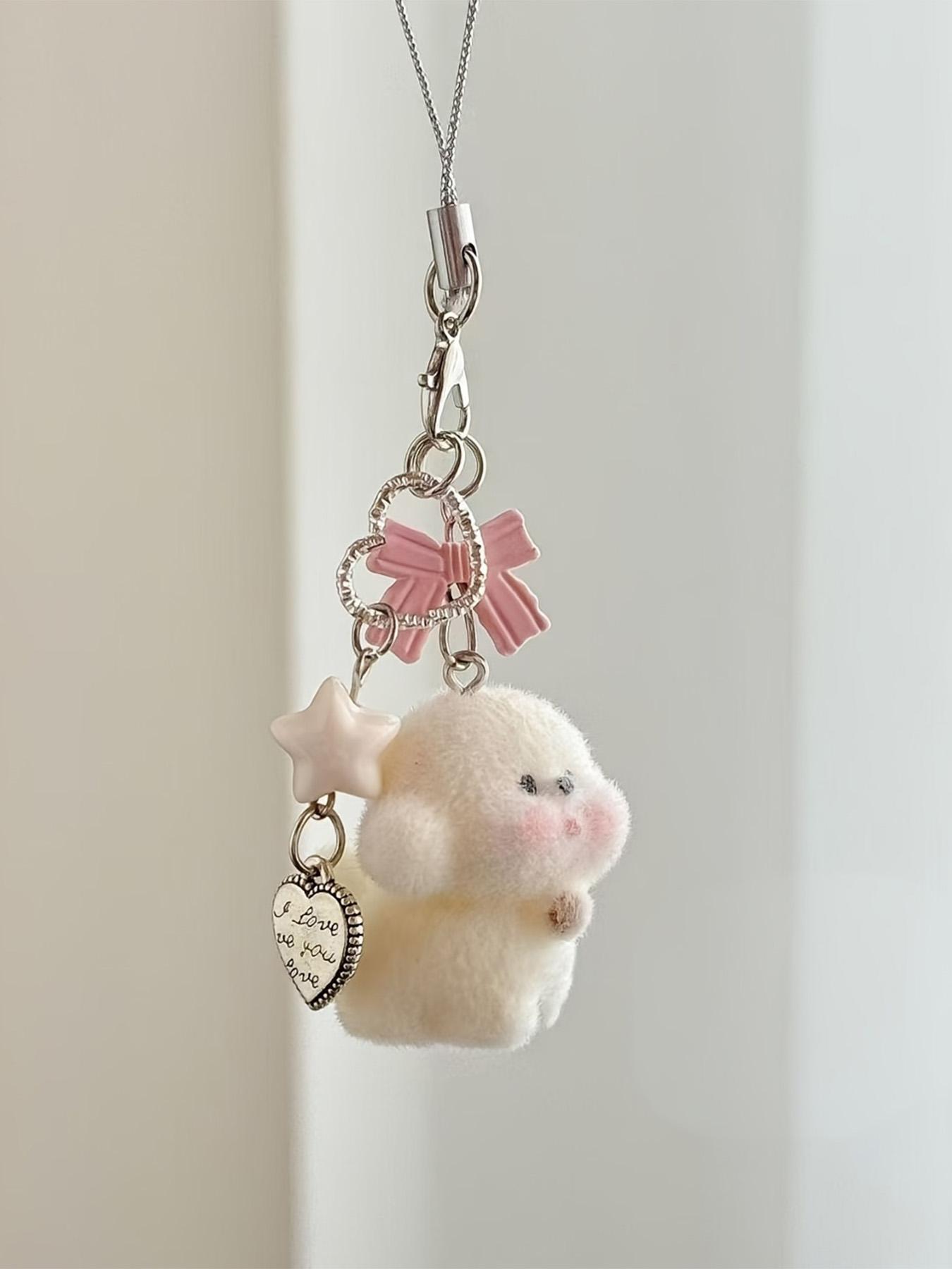 Bow Cute Dog Keychain, I Love You Heart Pendant Bag Charm, Perfect for Daily Use and Holiday Gifts, All-Season Casual Accessory