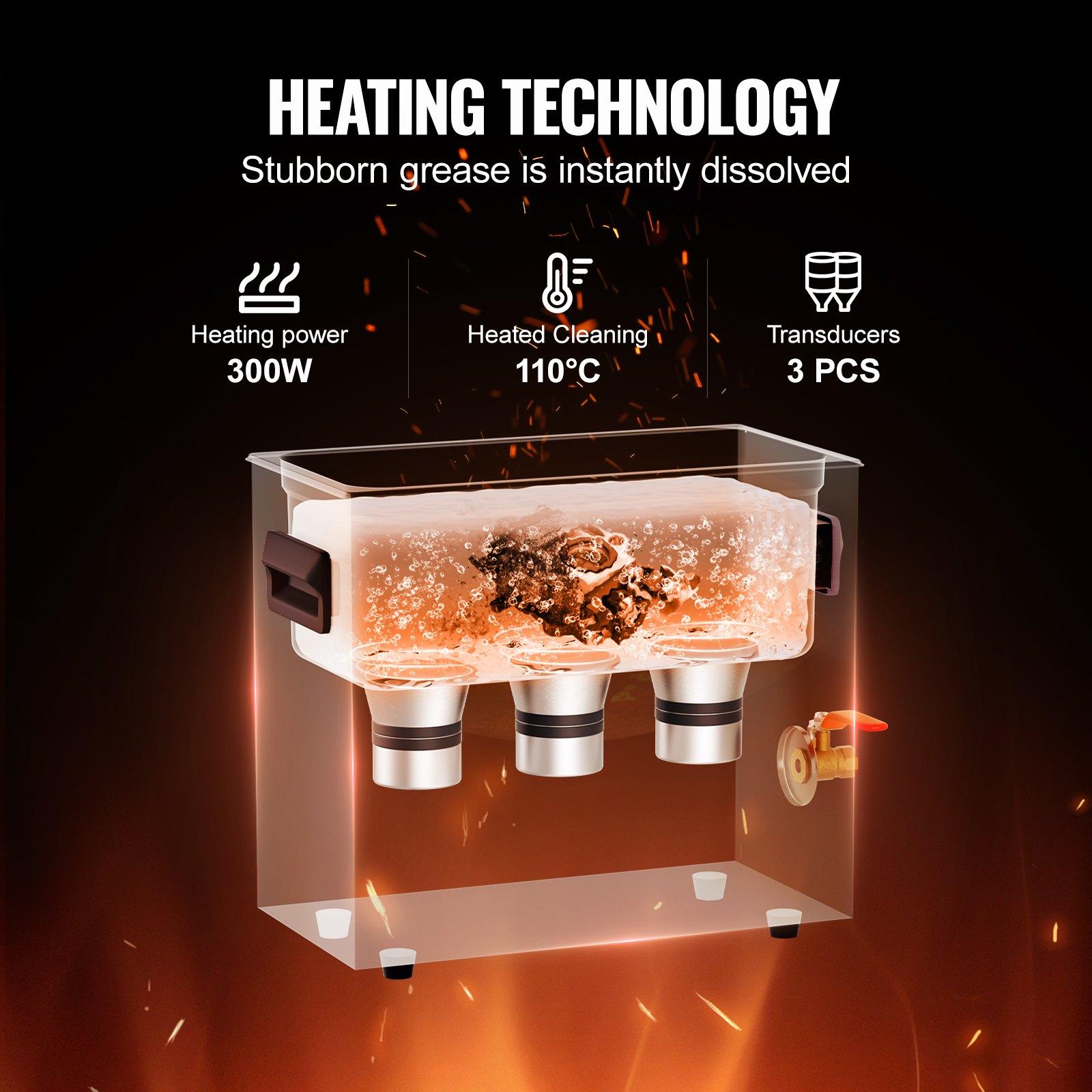 VEVOR 6L Ultrasonic Cleaner with Heater Timer Basket, Professional Digital Sonic Cavitation Machine, 180W Cleaning Machine for Watch Instruments, Glasses, Coin, Metal Parts, Tool