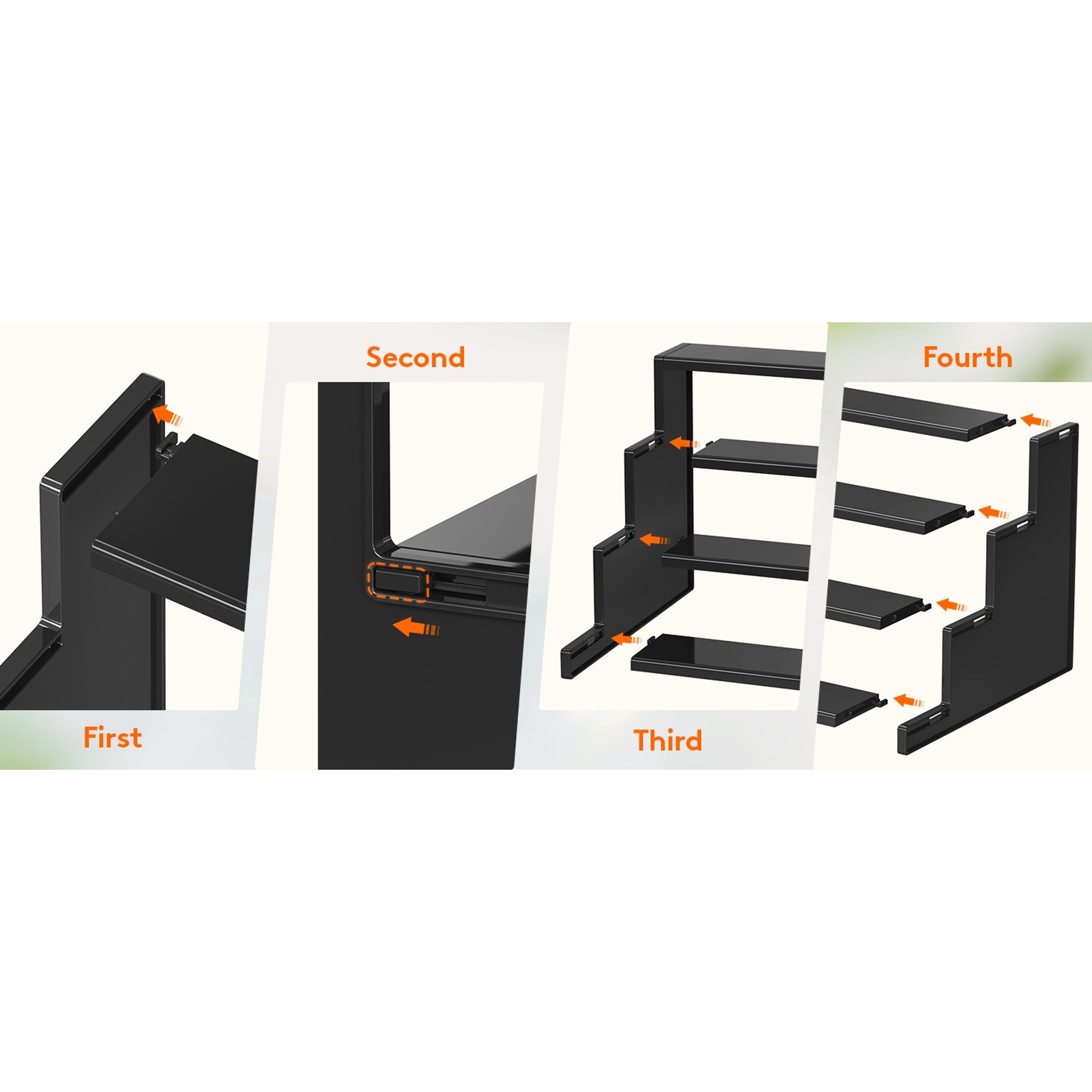 12" Plastic Perfume Organizer - 1-Piece Black Display Riser Shelf, Tool-Free Installation, for Makeup, Spice, Bedroom Counter Indoor Furniture Storage Decor 12" Plastic Perfume Organizer - 1-Piece Black Display Riser Shelf, Tool-Free Installation, for Makeup, Spice, Bedroom Counter Indoor Furniture Storage Decor