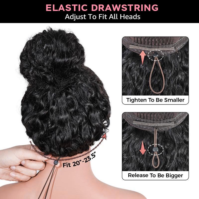 Simidola Burmese Curly Half Wig 13x6 Glueless Lace Upgrade With Drawstring Cap Invisible Hairline Human Hair Wigs Friendly  Beginners 200% Density Natural Black Spiral Curly End Human Hair Detangling Brush