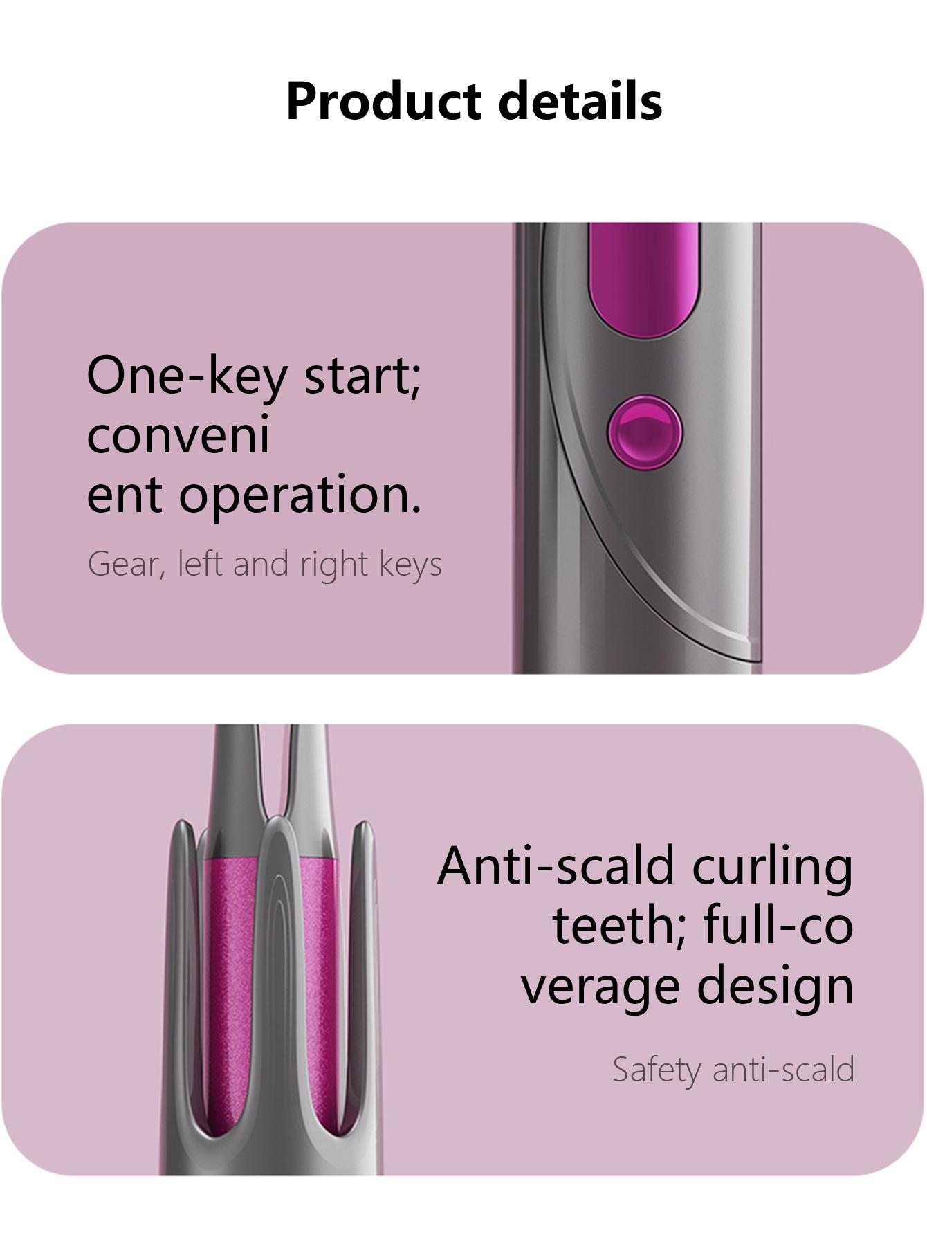 Automatic curling iron and curling iron with negative ion technology, two-way rotation, burn-proof, creates smooth, comfortable, Hollywood, and beach waves, perfect for women's Christmas gifts. Automatic curling iron and curling iron with negative ion technology, two-way rotation, burn-proof, creates smooth, comfortable, Hollywood, and beach waves, perfect for women's Christmas gifts.