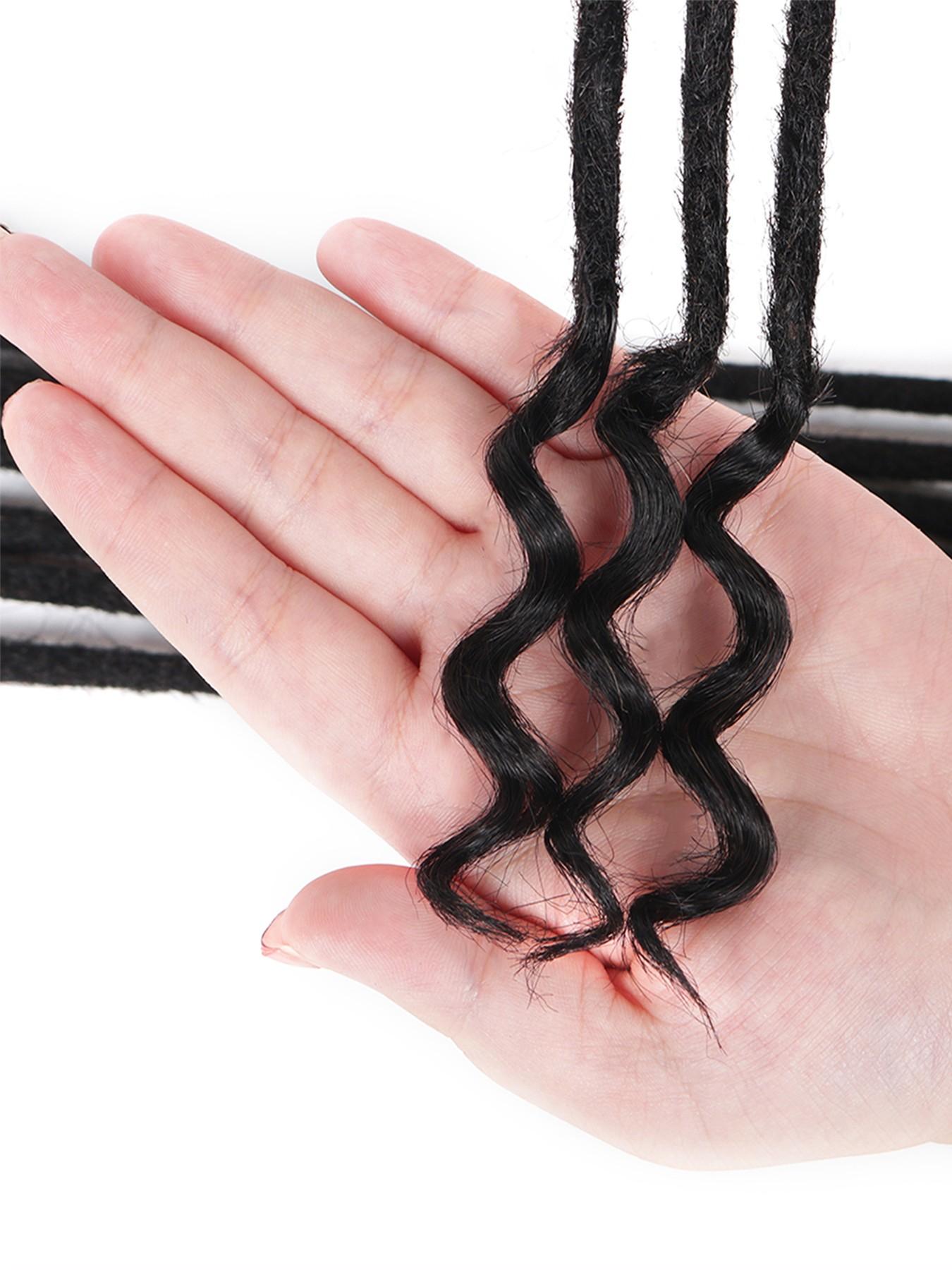 100% Real Human Hair 0.4cm Width 8 Inch Loc extensions Human Hair with Curly Ends 30 Strands per pack Full Handmade Dreadlock Extensions Can be dyed and bleached for Men Women Kids